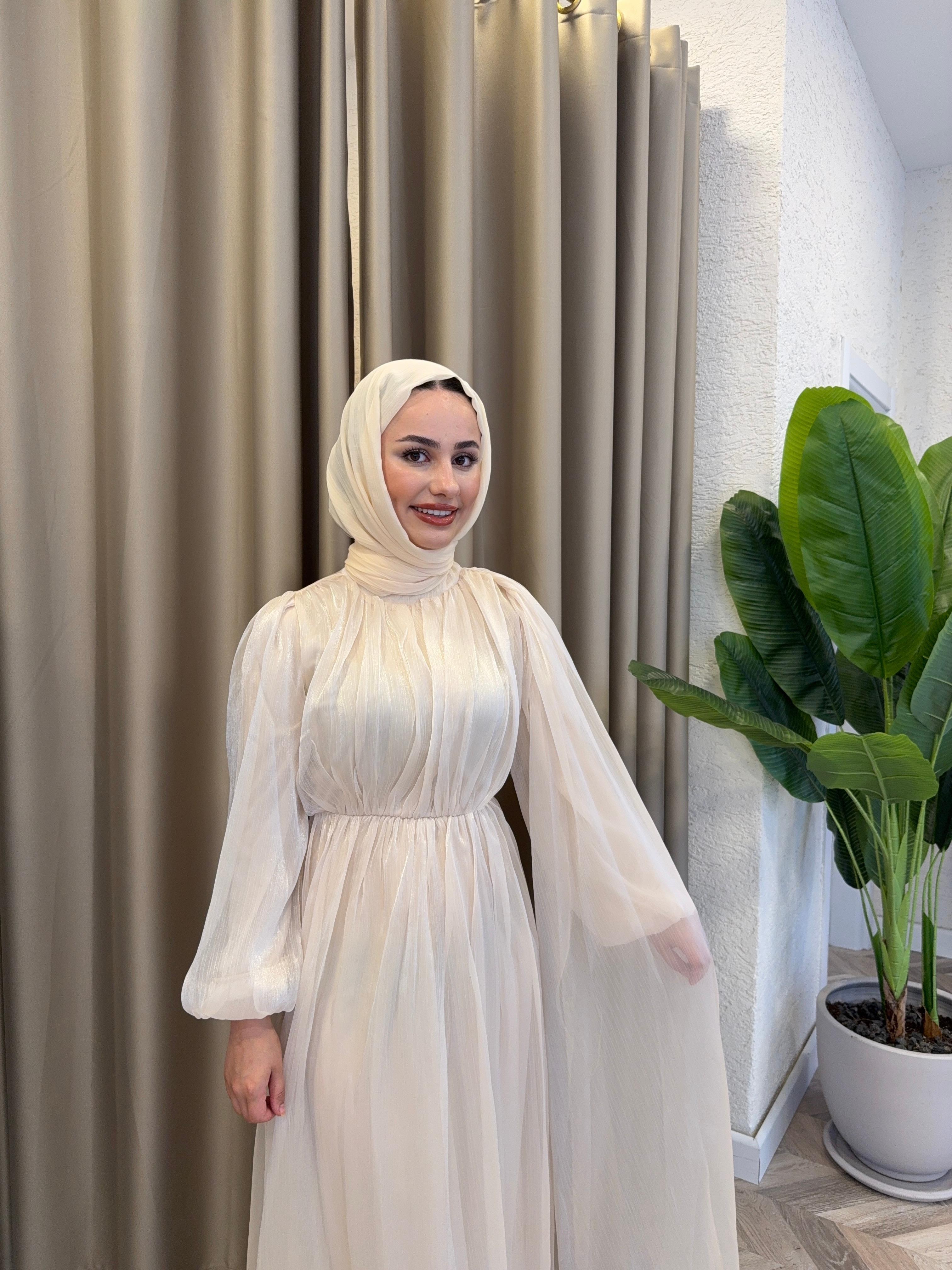 Yasmin Tasarım Elbise - Krem