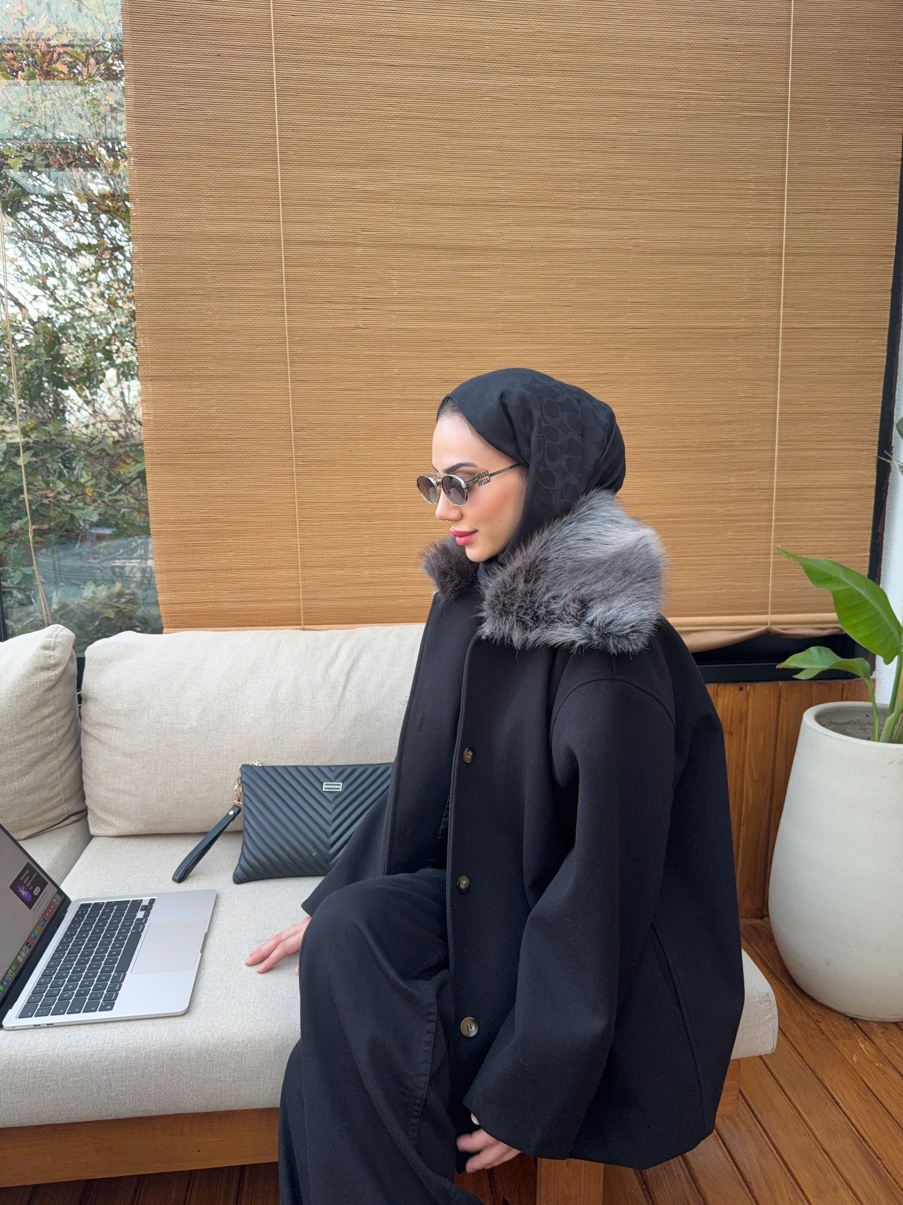 Taylor Kürklü Kaban - Siyah