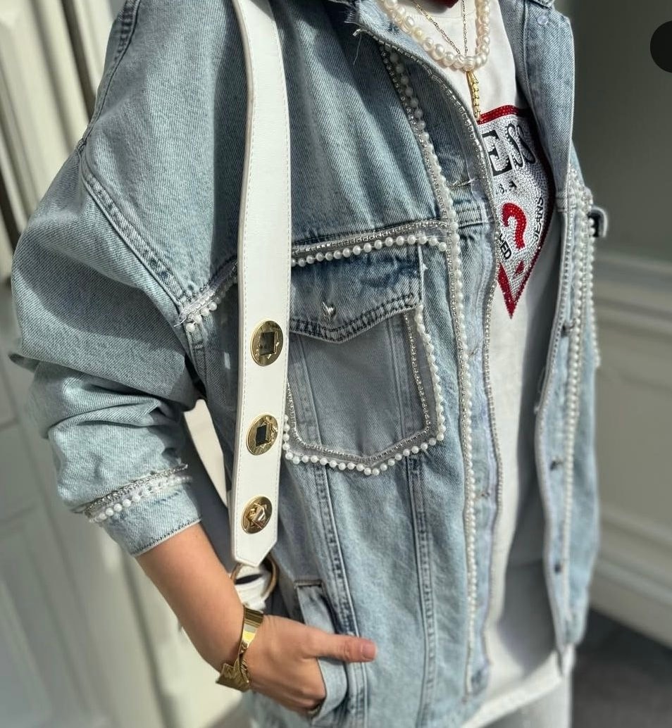 İnci Detay Denim Ceket