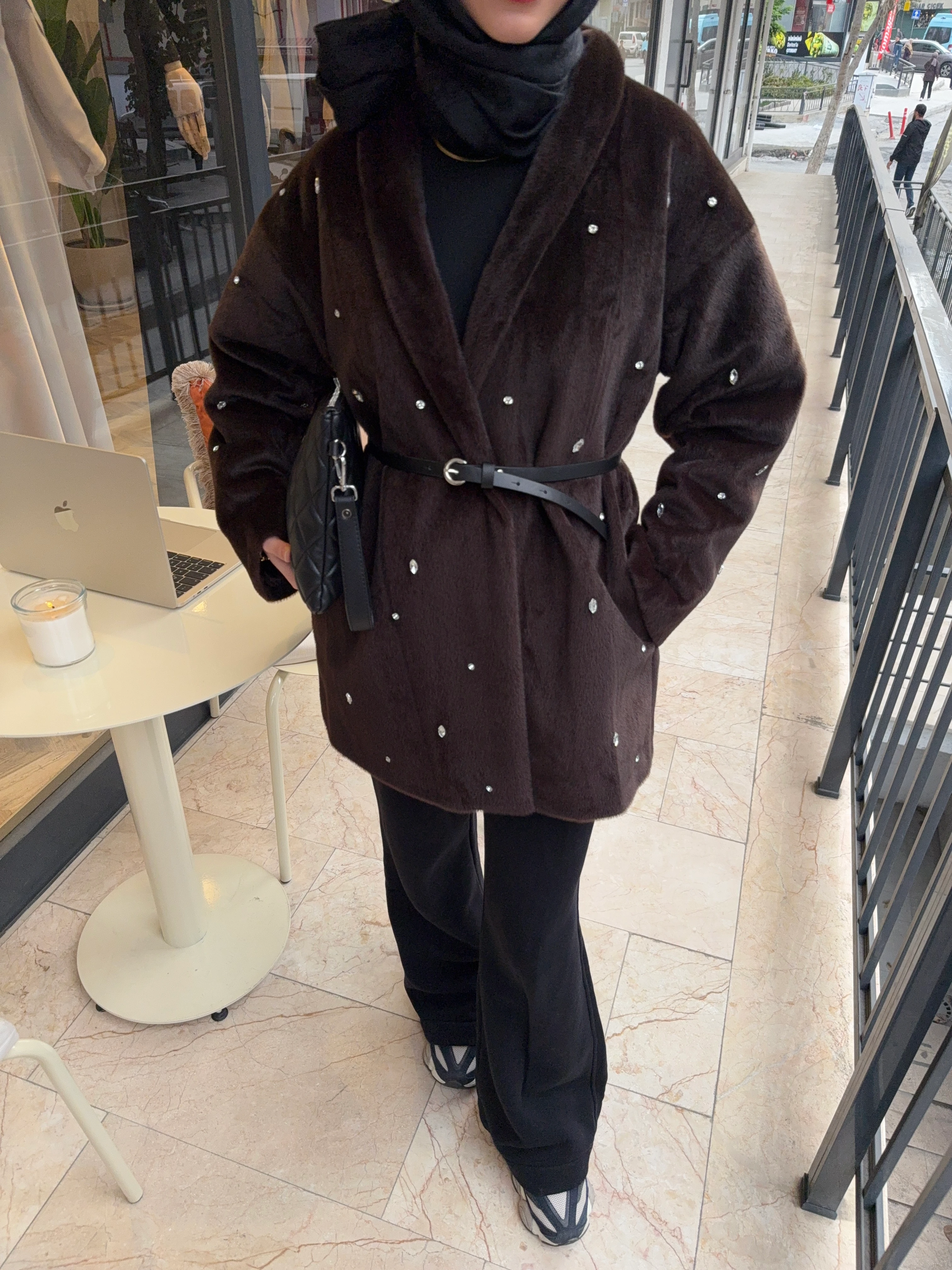 Taş Detay Fox Ceket - Kahverengi