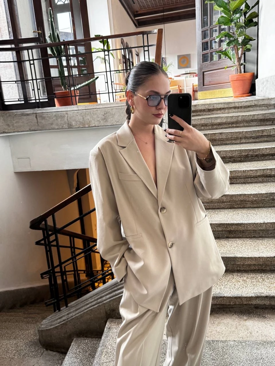 Dad Blazer Ceket - Taş