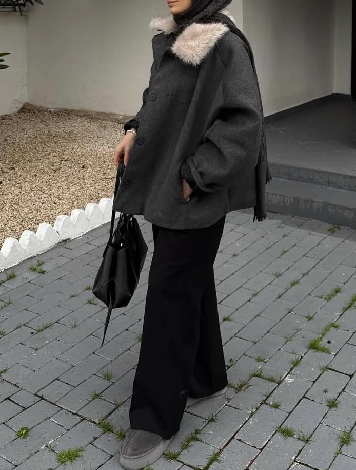 Snowy Seyyar Kürklü Kaban - Antrasit