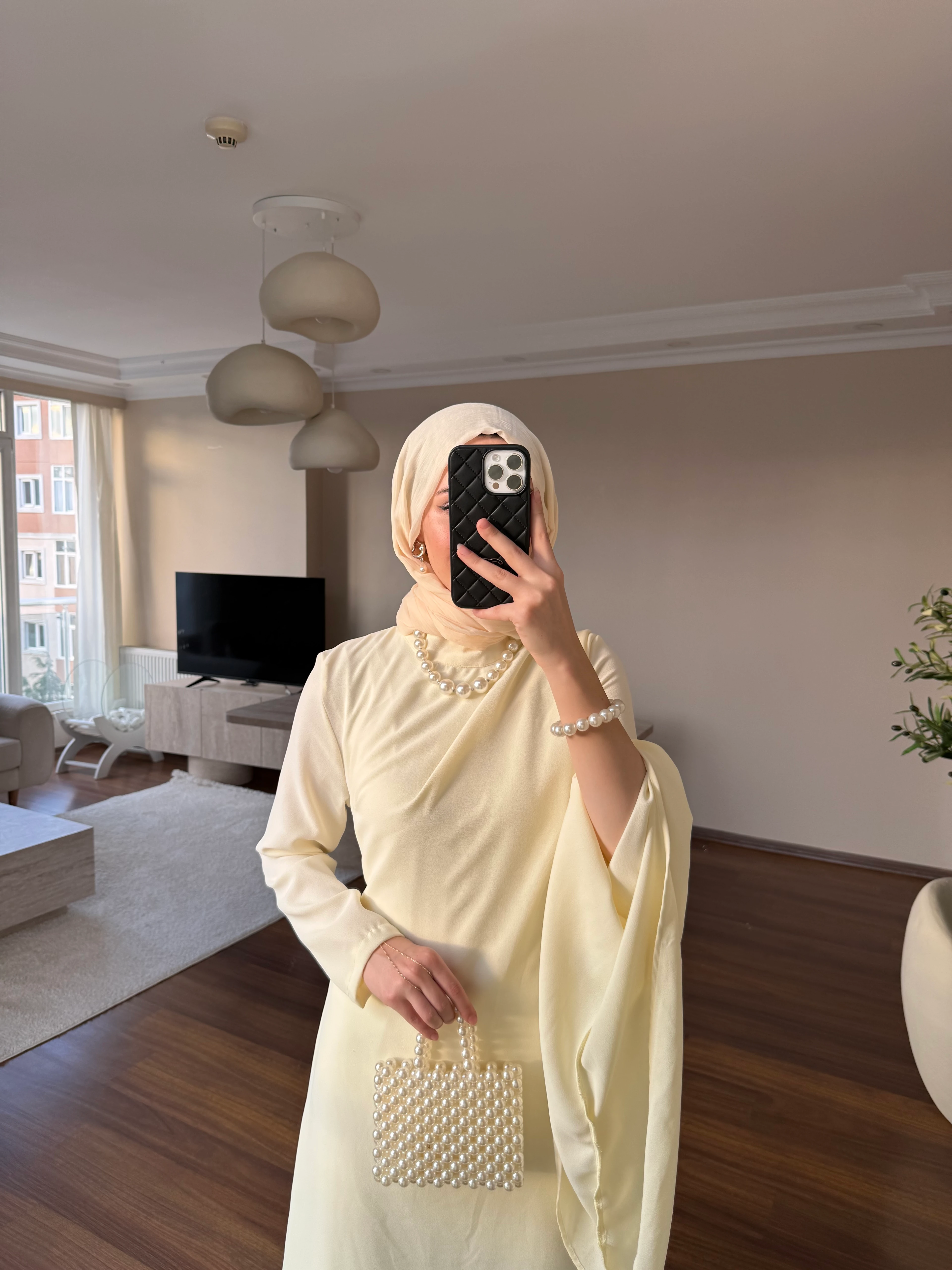 Şal Yaka Elbise  - Sarı