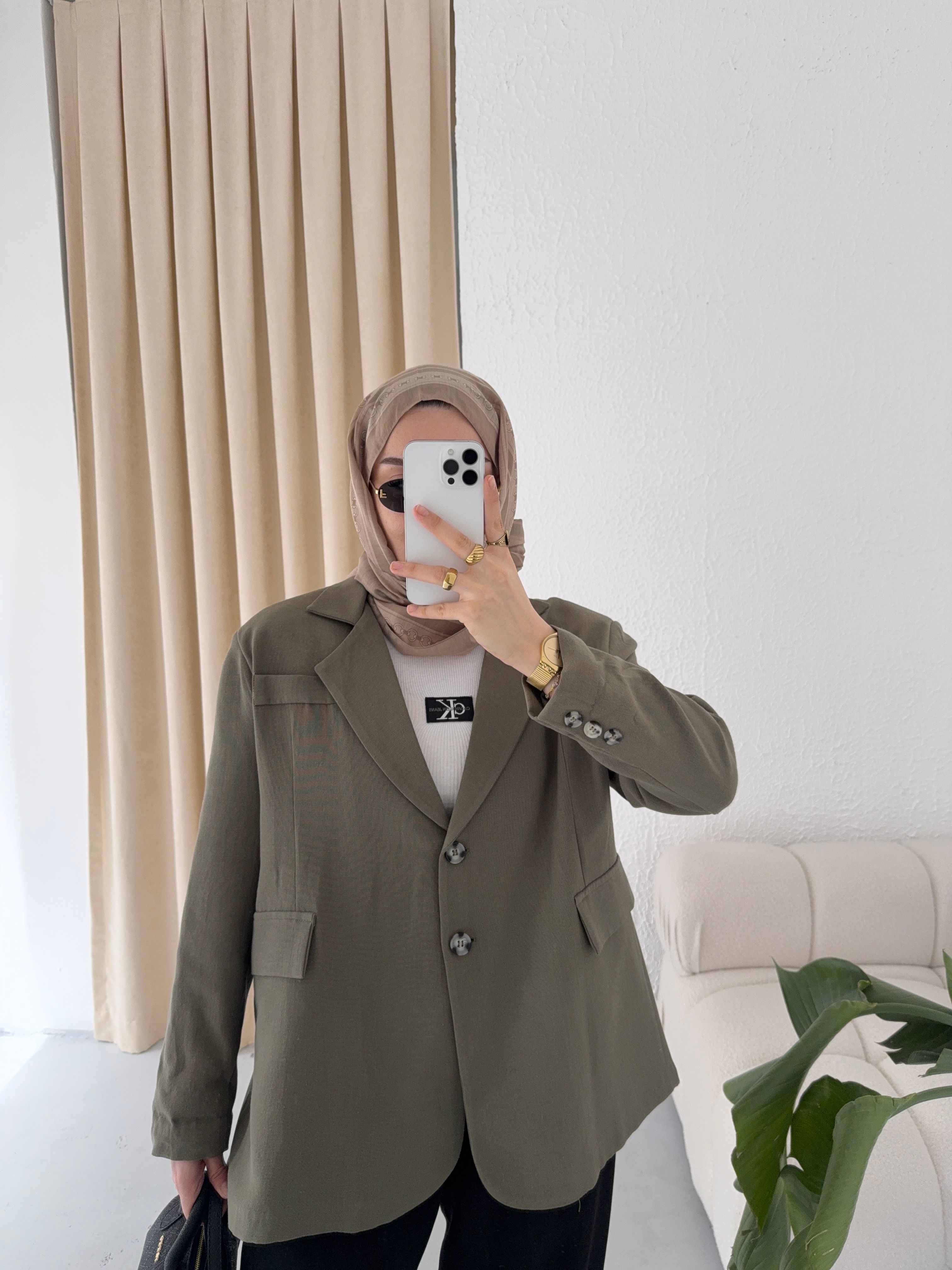Keten Dad Blazer Ceket - çağla