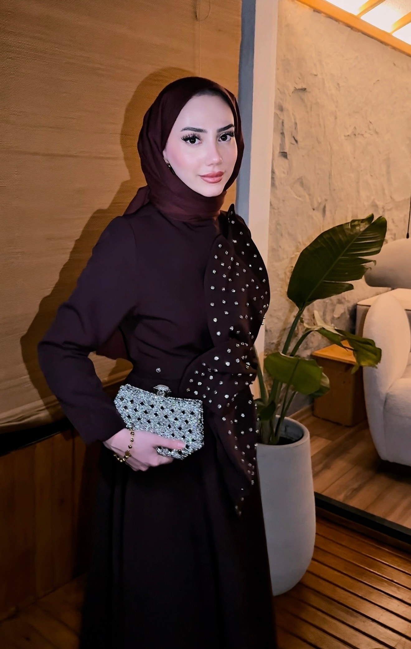 Monica Taş Detay Abiye - Mürdüm
