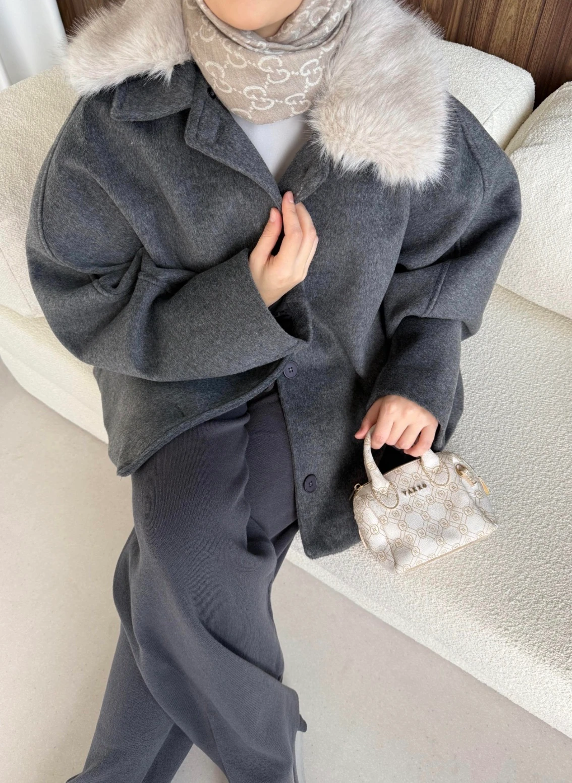 Snowy Seyyar Kürklü Kaban - Antrasit