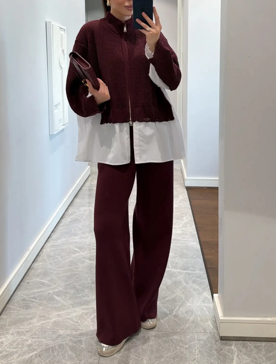 Twist Triko Takım - bordo