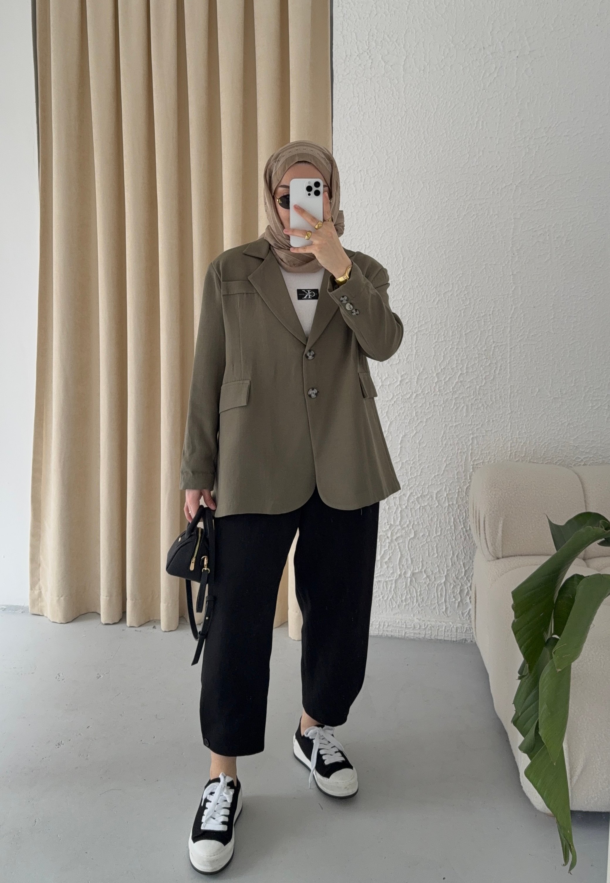 Keten Dad Blazer Ceket - çağla