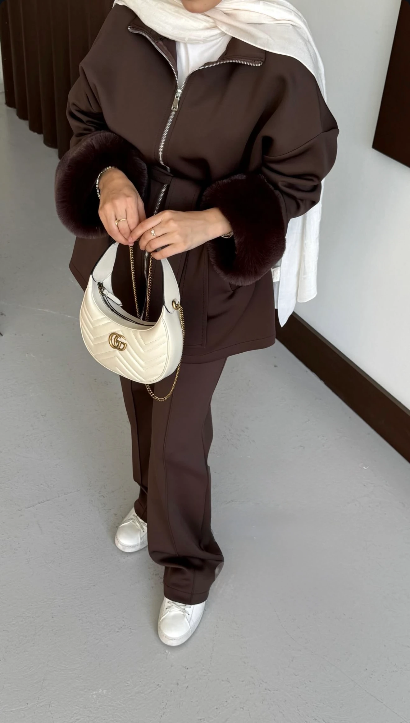 Scuba Pantolonlu Takım - Kahverengi