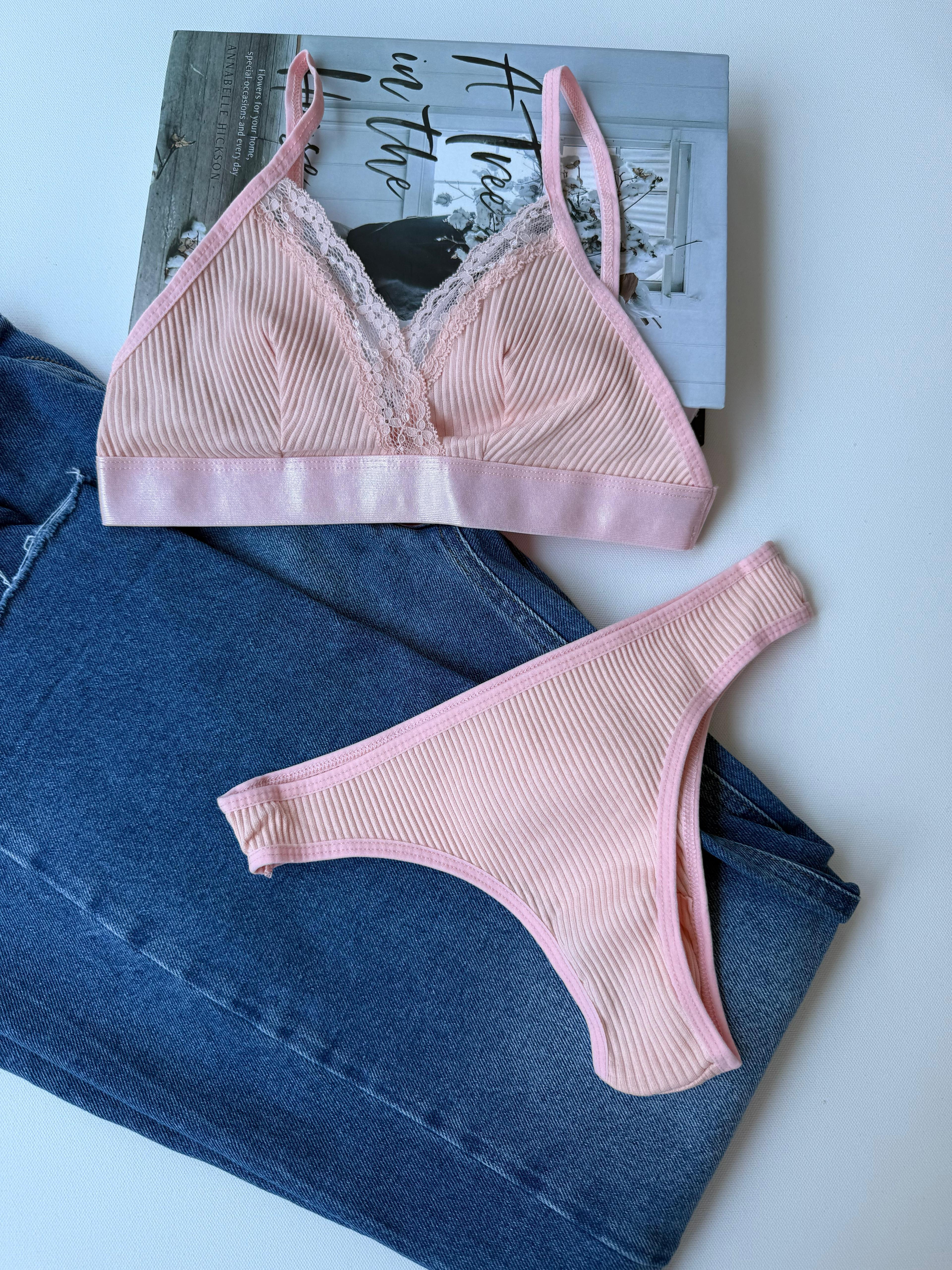 Fitilli Nefes Alabilen Kumaşlı Bralet Takım - Somon