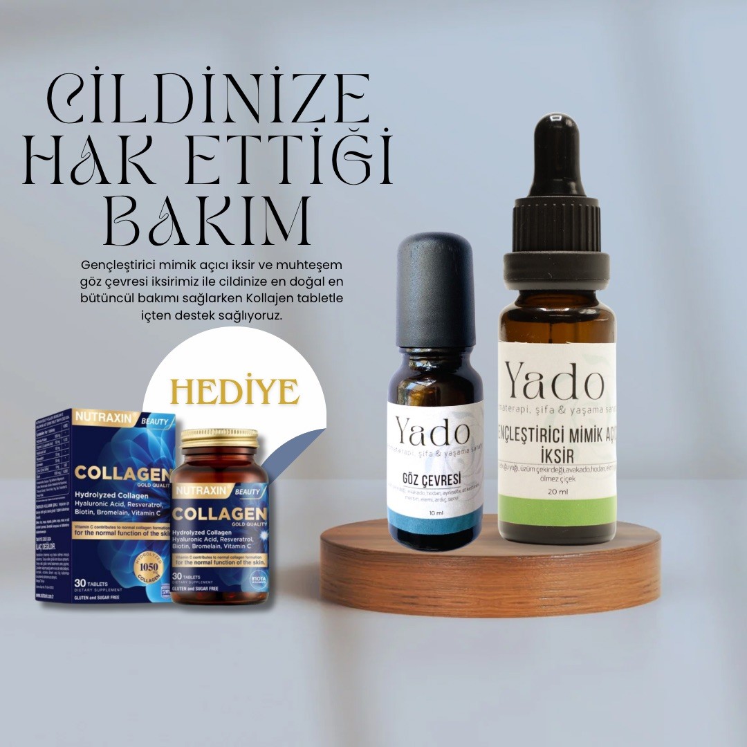 GÖZ ÇEVRESİ VE GENÇLEŞTİRİCİ MİMİK AÇICI İKSİR COLLAGEN TABLET HEDİYELİ