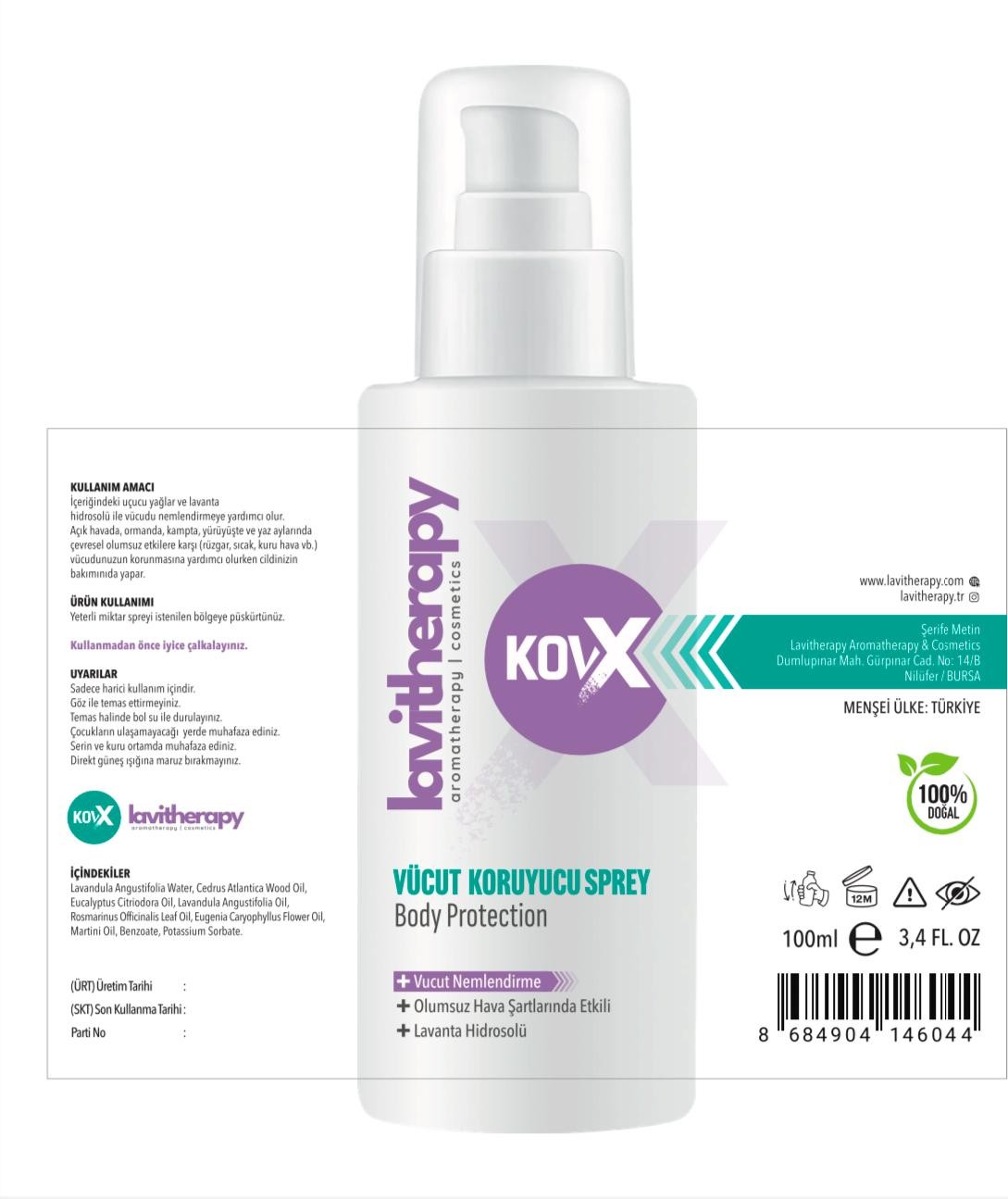 100ml kovX Vücut Koruyucu Sprey