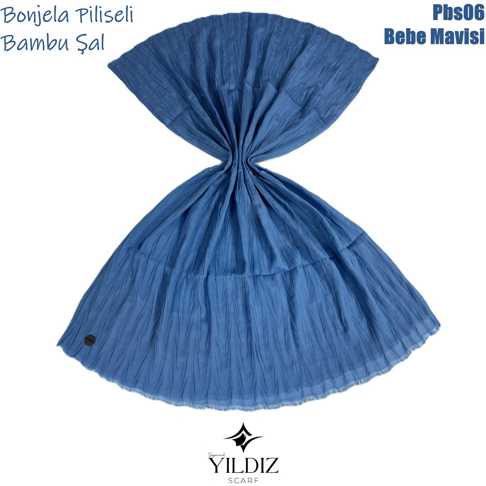 PB-6 Piliseli Bambu Şal- Bebe Mavisi