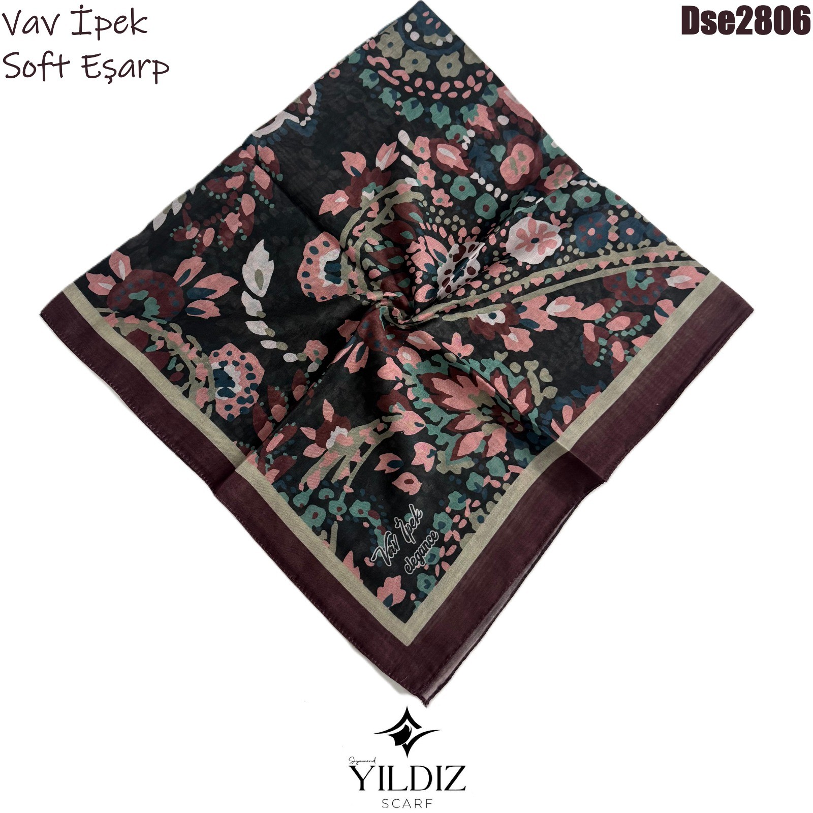 K-582 Vav İpek Dijital Soft Eşarp