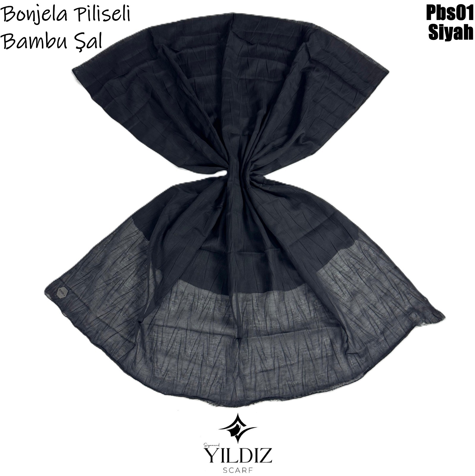 PB-1 Piliseli Bambu Şal - Siyah