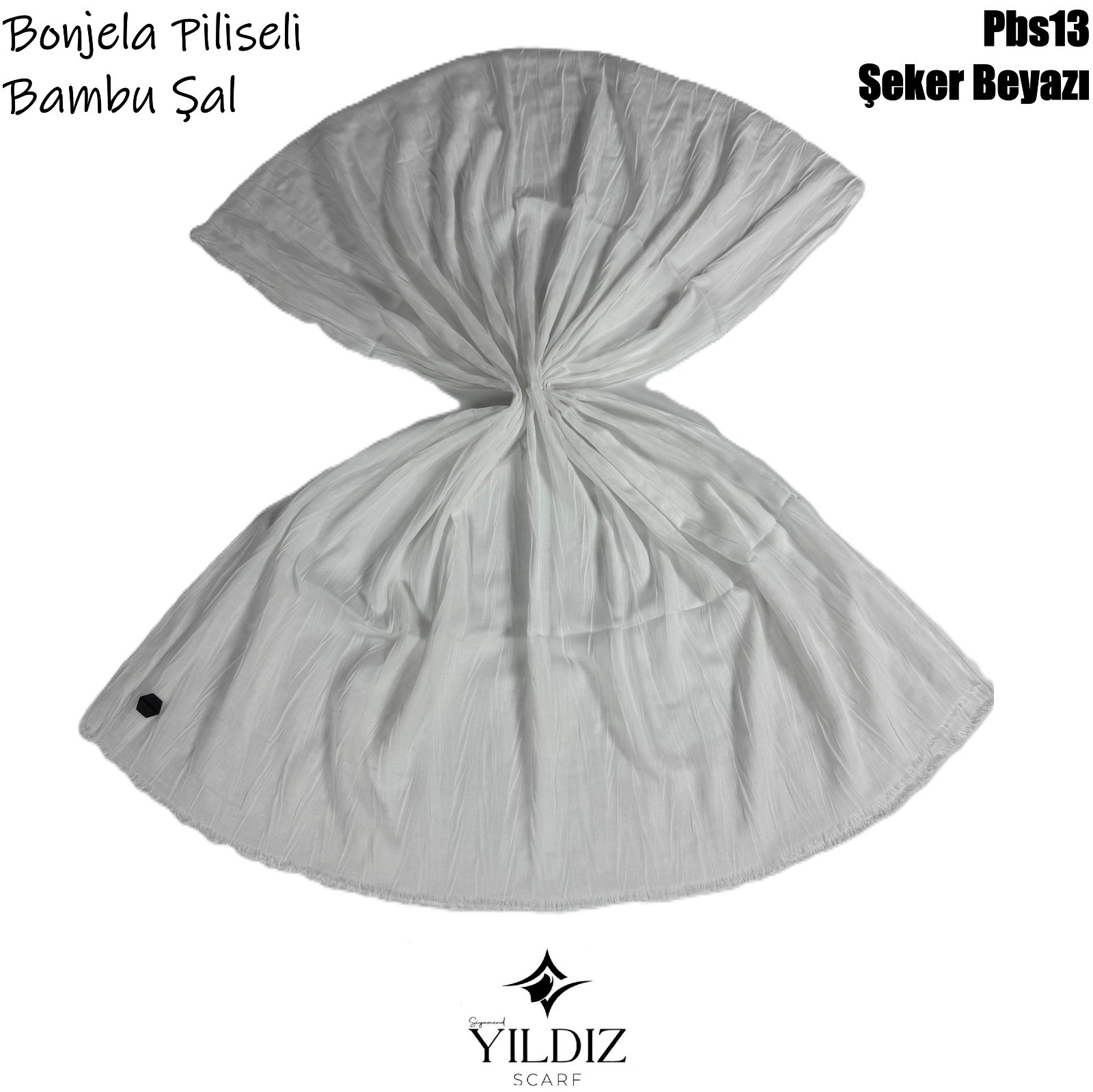 PB-13 Piliseli Bambu Şal- Şeker Beyazı
