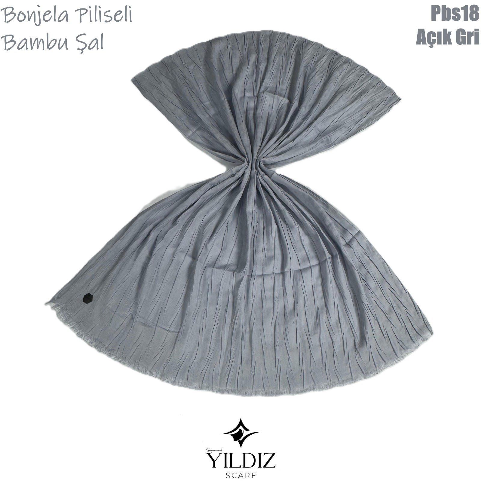 PB-18 Piliseli Bambu Şal - Açık Gri