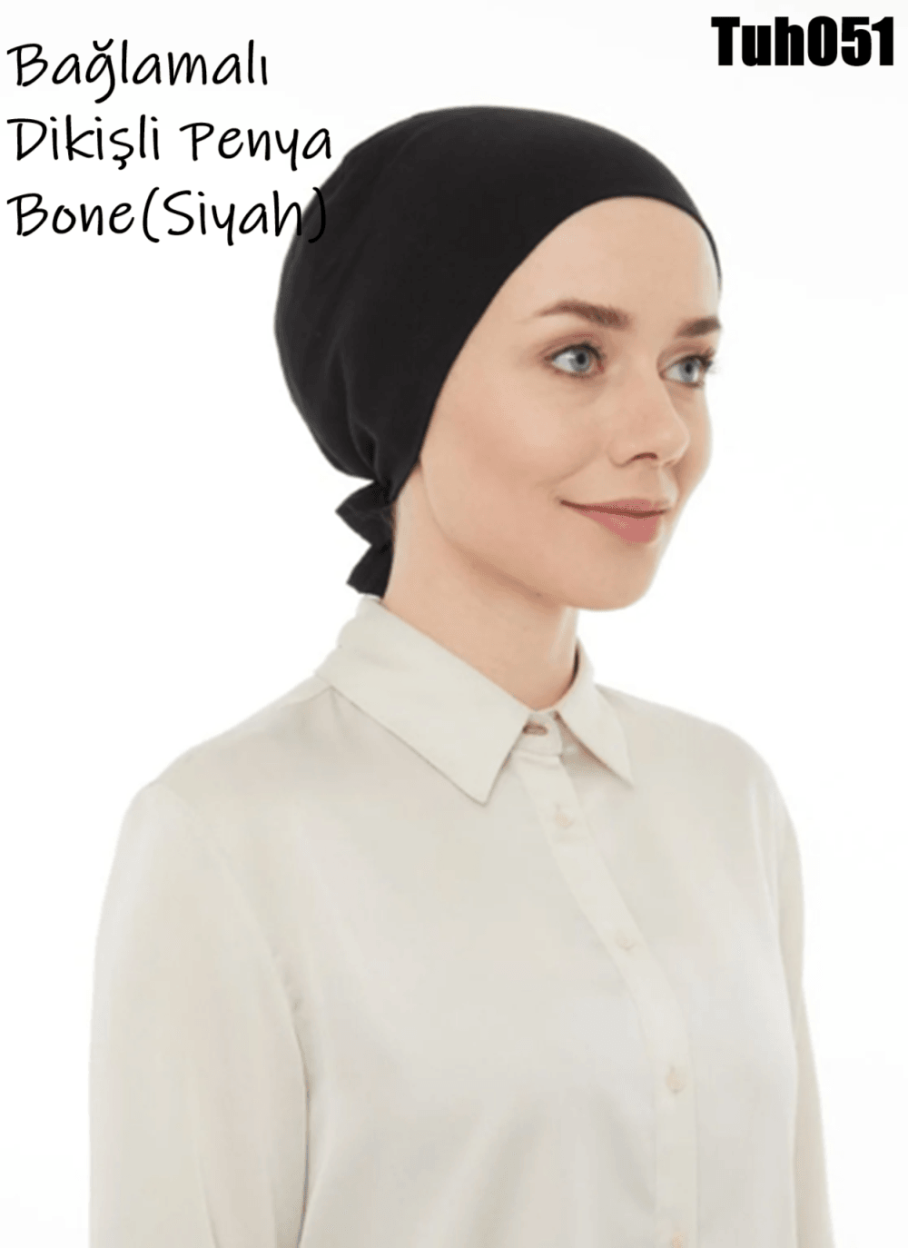 Bağlamalı Dikişli Penya Bone - Siyah