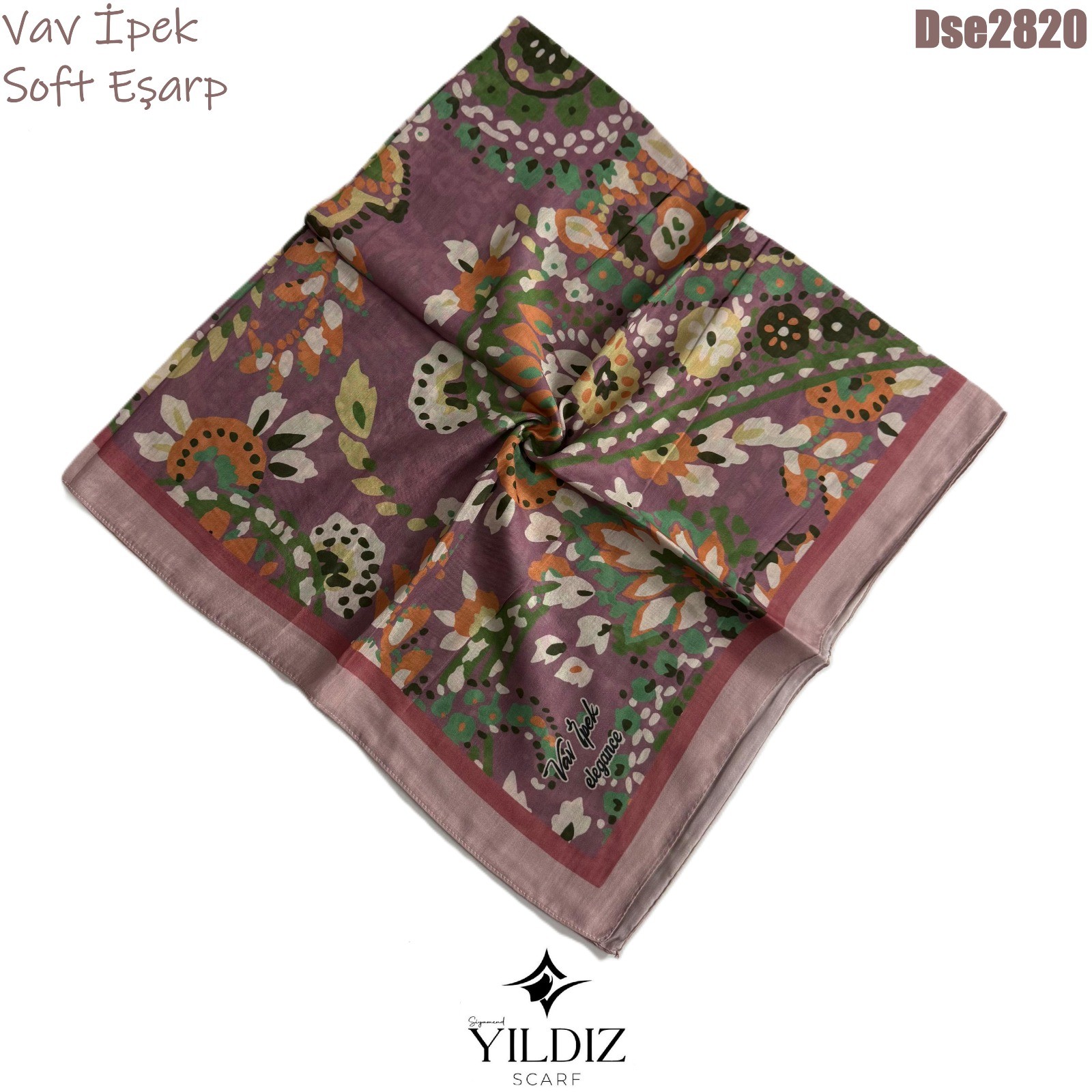 K-596 Vav İpek Dijital Soft Eşarp