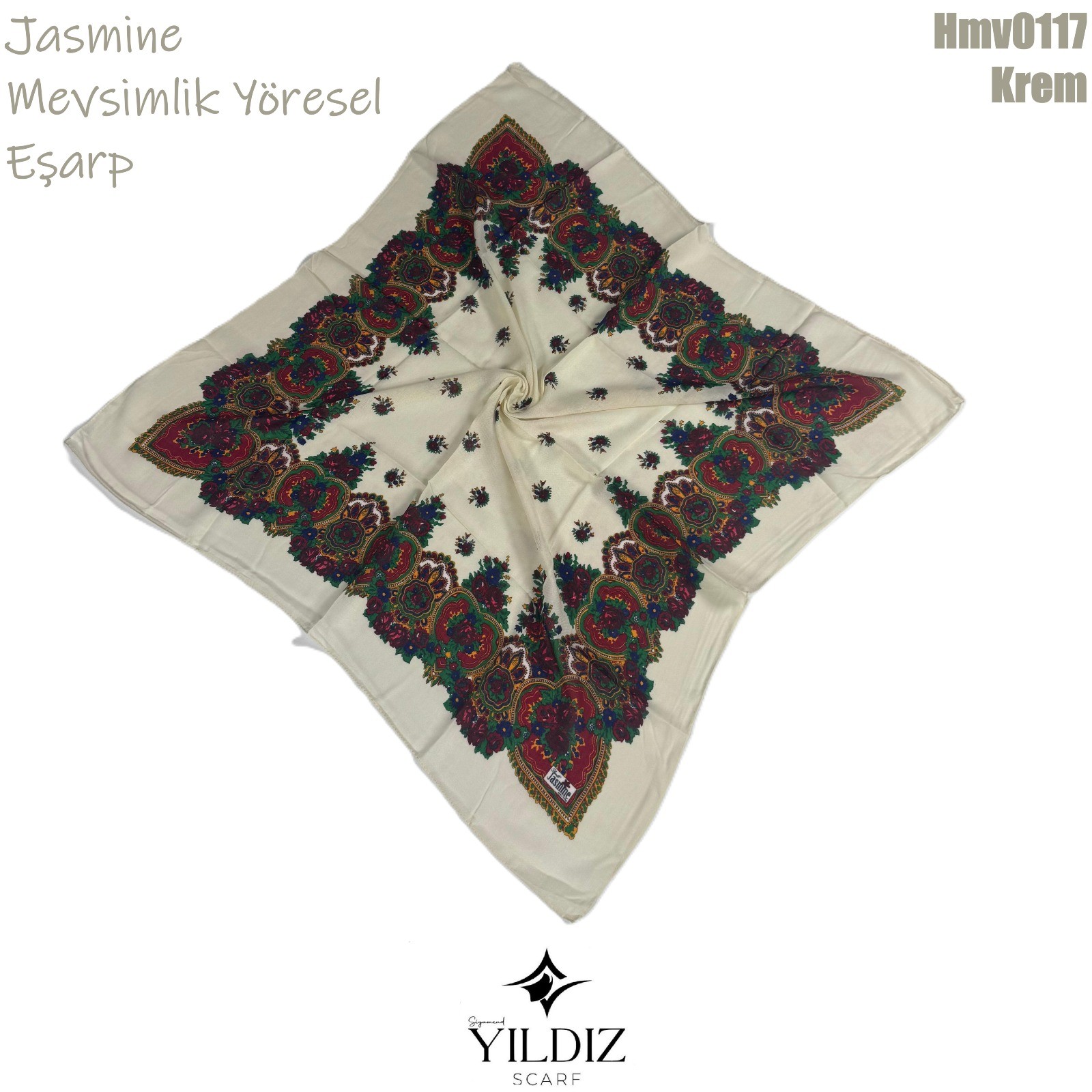 A-017 Mevsimlik Yöresel Eşarp - Krem