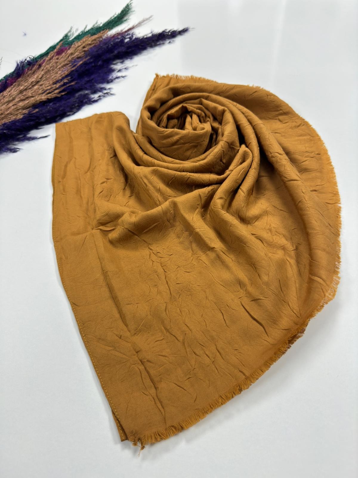 L-18 Eyfel Bambu Kraş Şal - Hardal 