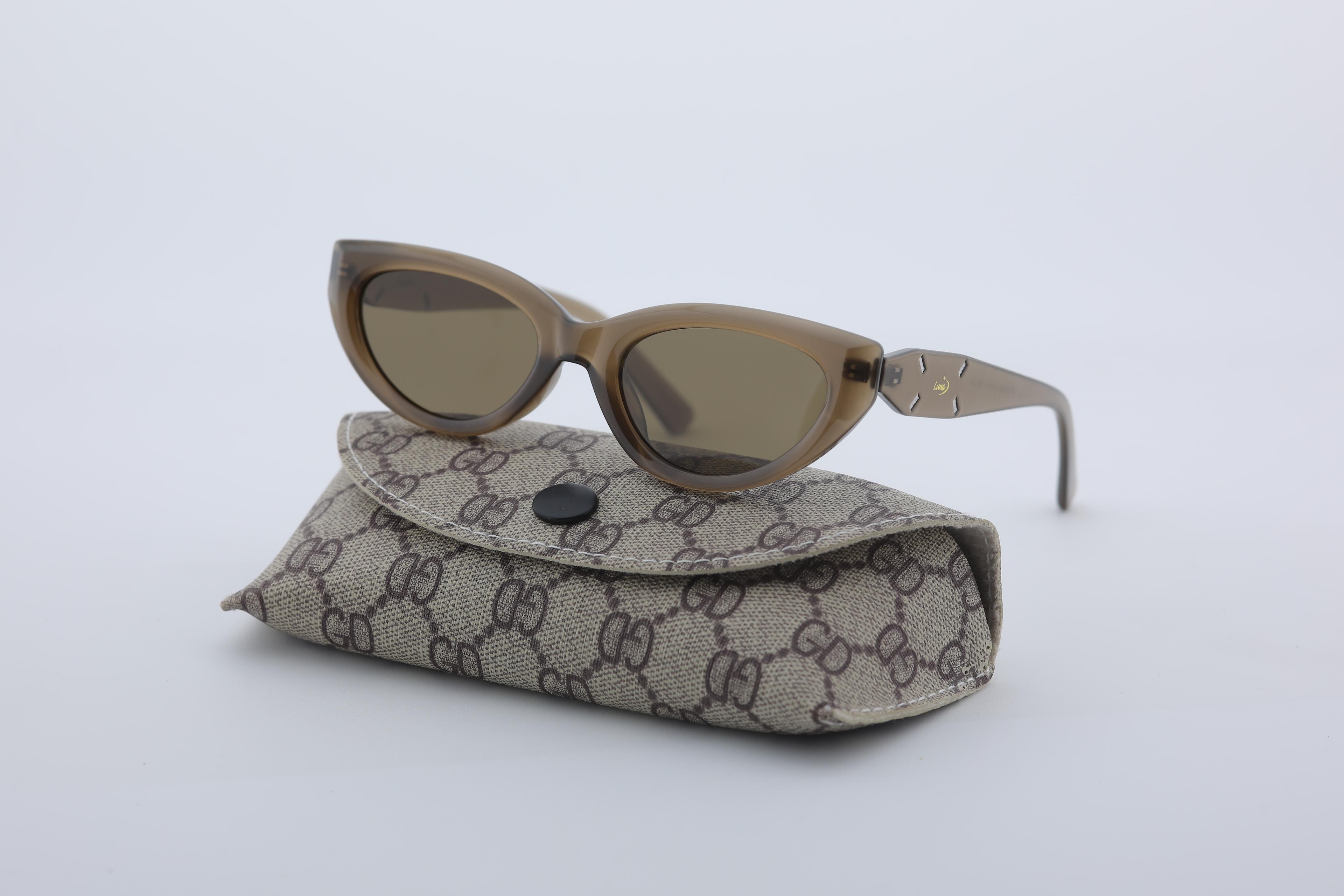 Uzayy Eyewear  Luna Serisi Kahverengi Cat-Eye Kadın Güneş Gözlüğü UV400 – TR90 - Polarized 