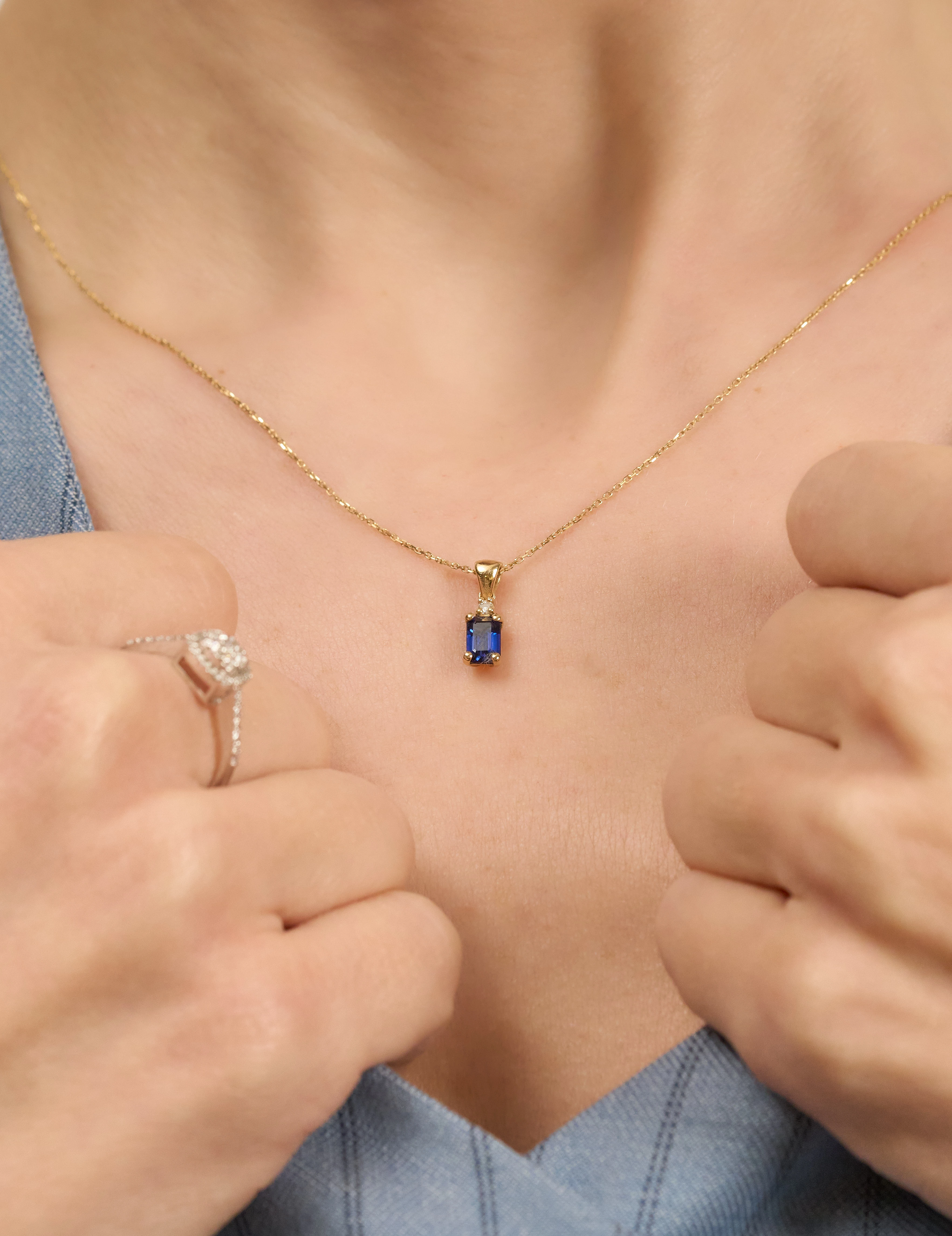 Safir Pırlanta Kolye 