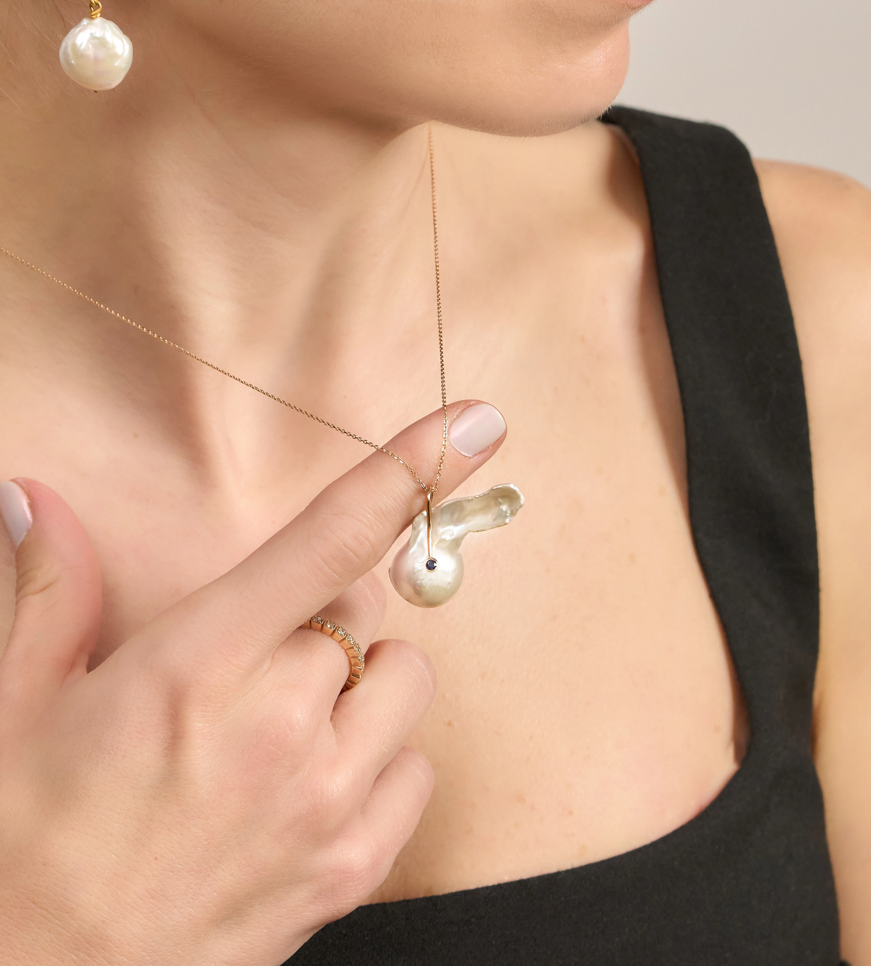 Safir Barok İnci Kolye 