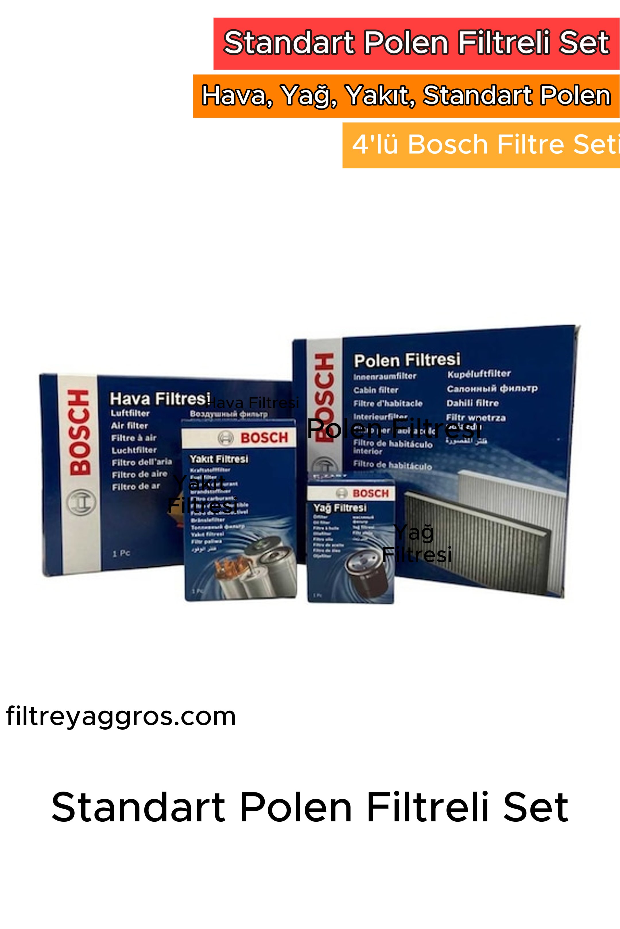 Ford Focus 3 1.6 Tdci Dizel Bosch Filtre Bakım Seti 2011-2018
