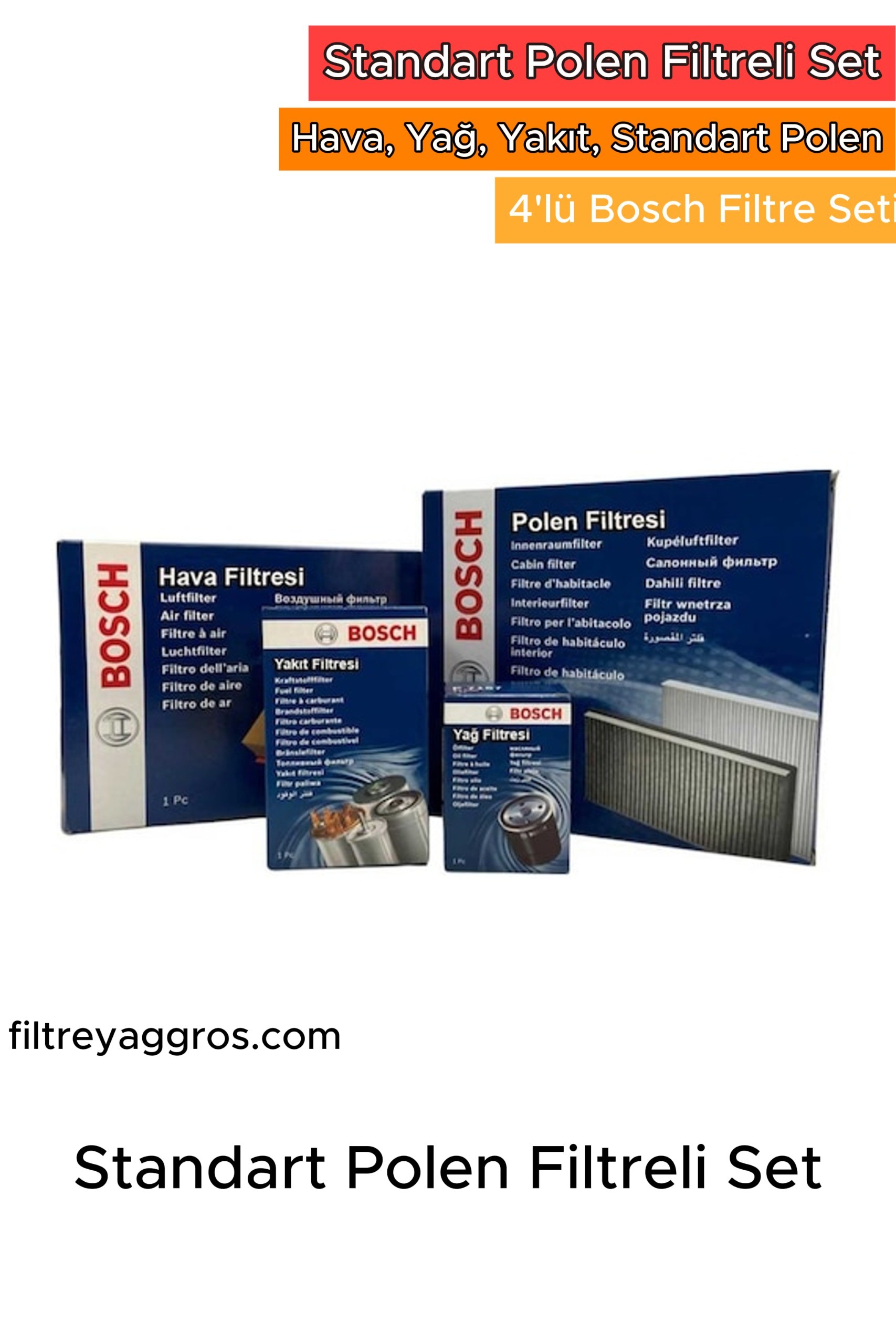 BMW X6 F16 30d Bosch Filtre Bakım Seti 2014-2019 Hava+Yağ+Yakıt+Standart Polen