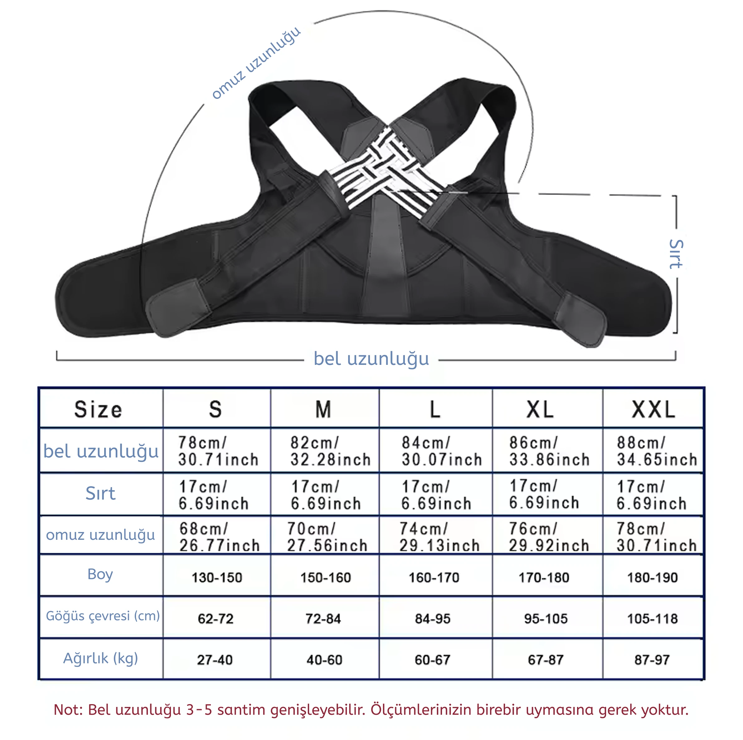 Unisex Duruş Destek Kemeri Siyah/Pembe