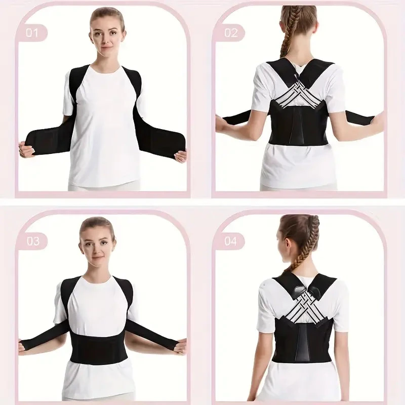 Unisex Duruş Destek Kemeri Siyah/Pembe