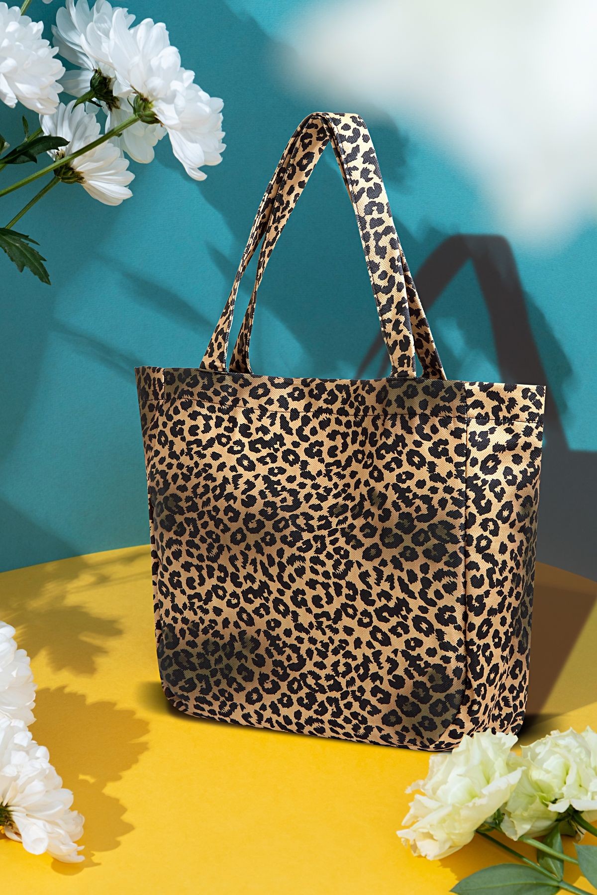 Orijinal Yeni Sezon Geniş Hacimli Yazlık Beach Bag Leopar Desenli El Kol Omuz İçin Plaj Çantası