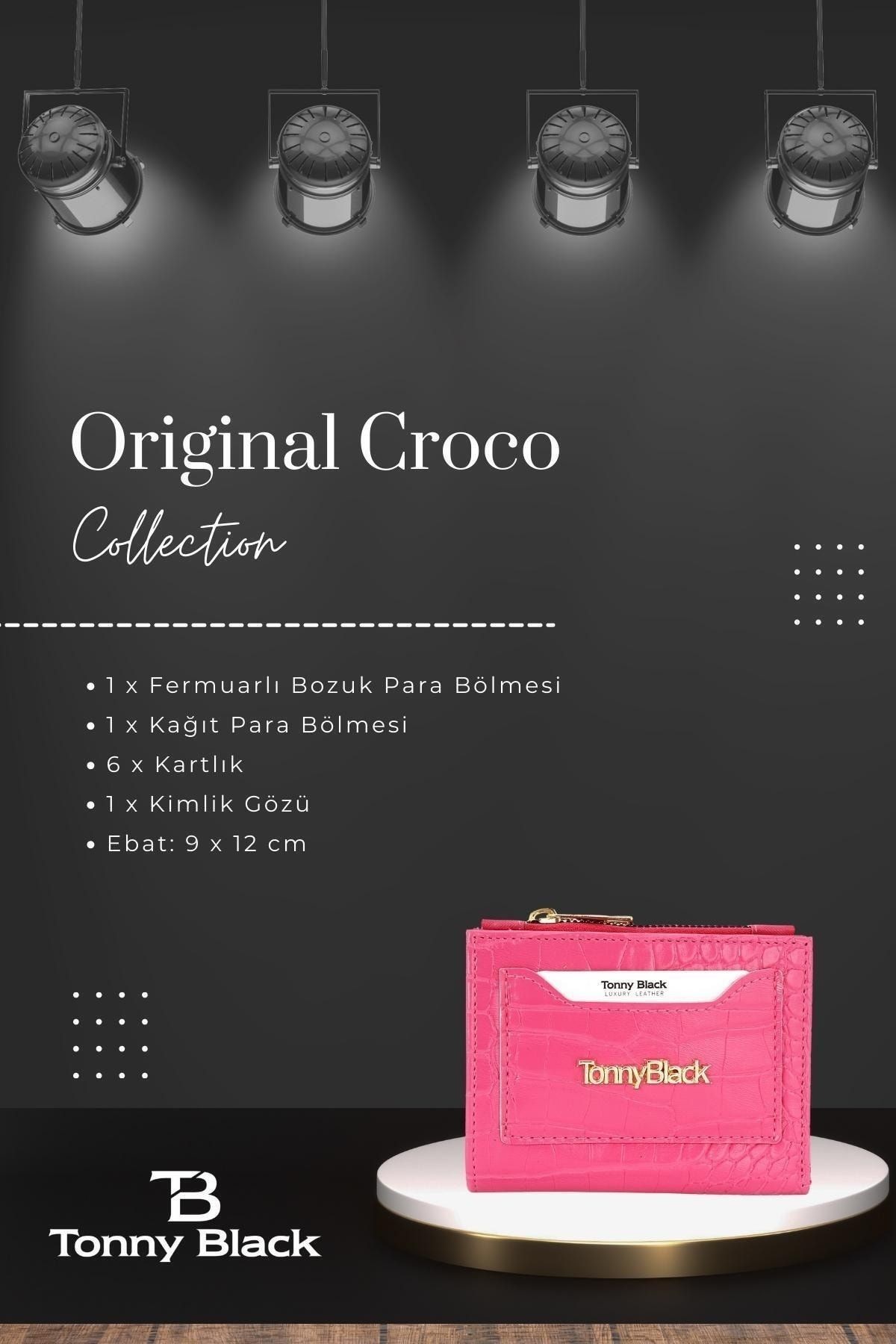 Orijinal Kadın Kartlıklı Kağıt & Bozuk Para Bölmeli Timsah Croco Model Mini Kartlık Cüzdan Lila Mor - Pembe