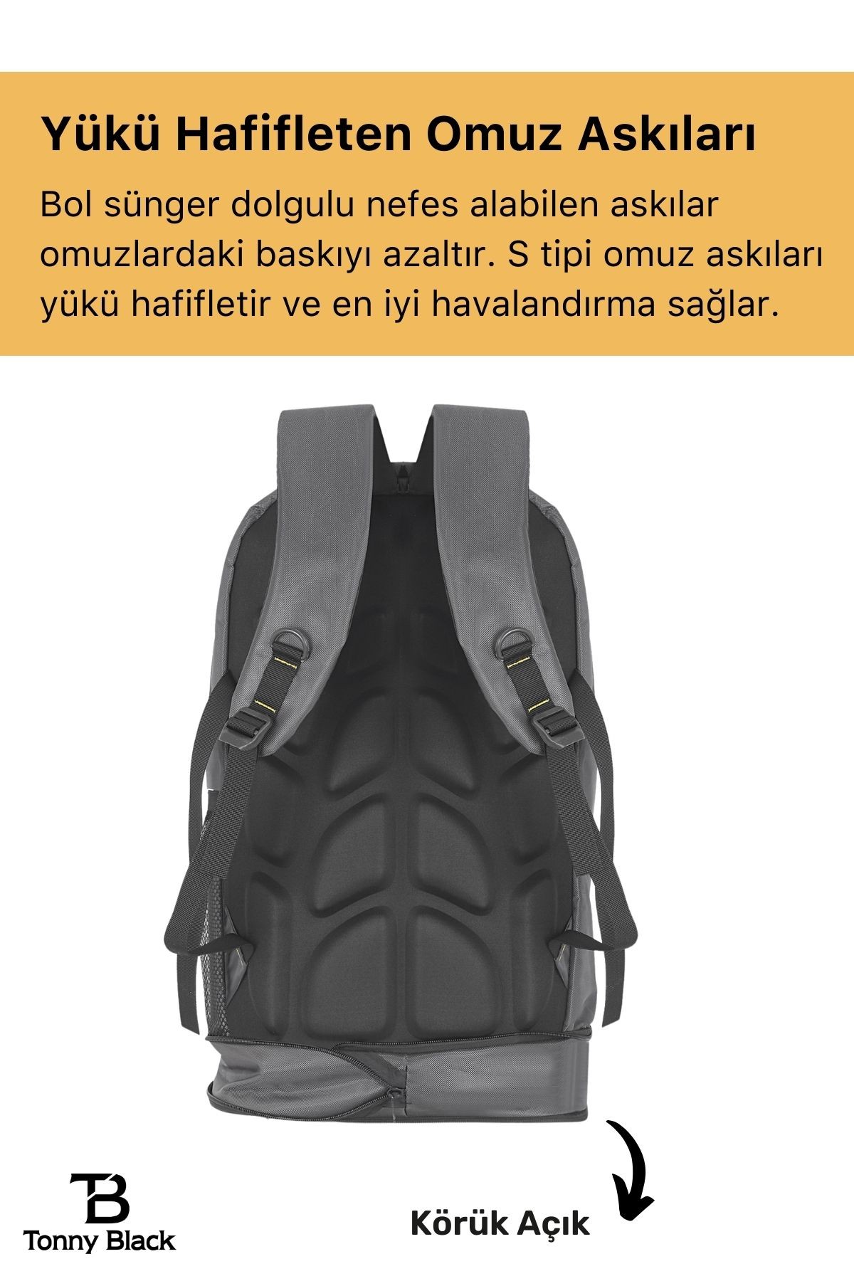 Orijinal Körüklü Ortopedik Konfor Modeli Çok Gözlü Gezi Seyahat Yürüyüş Dağcı Kamp Spor Sırt Çantası - Gri