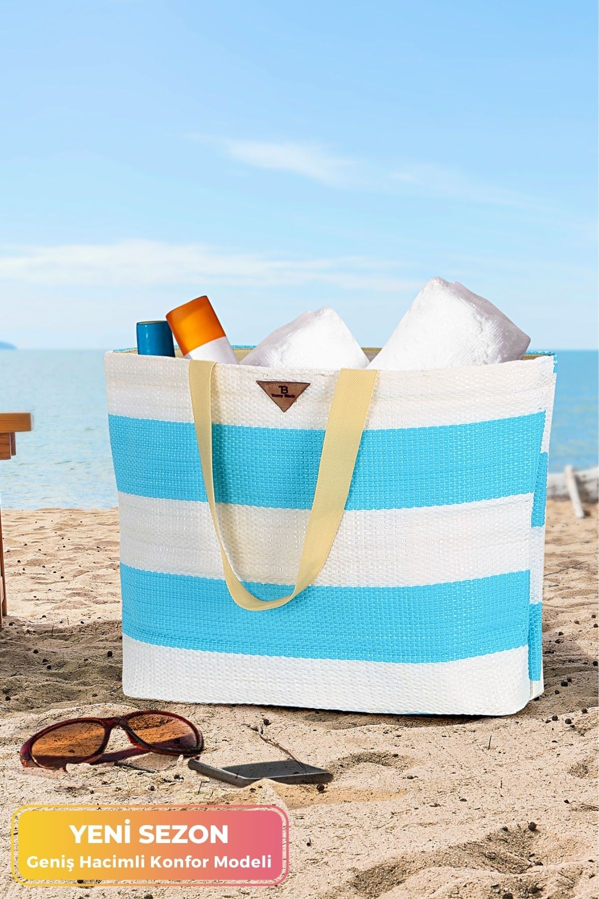 Orijinal Yeni Sezon Geniş Hacimli Yazlık Beach Bag El Kol ve Omuz İçin Büyük Hasır Plaj Çantası