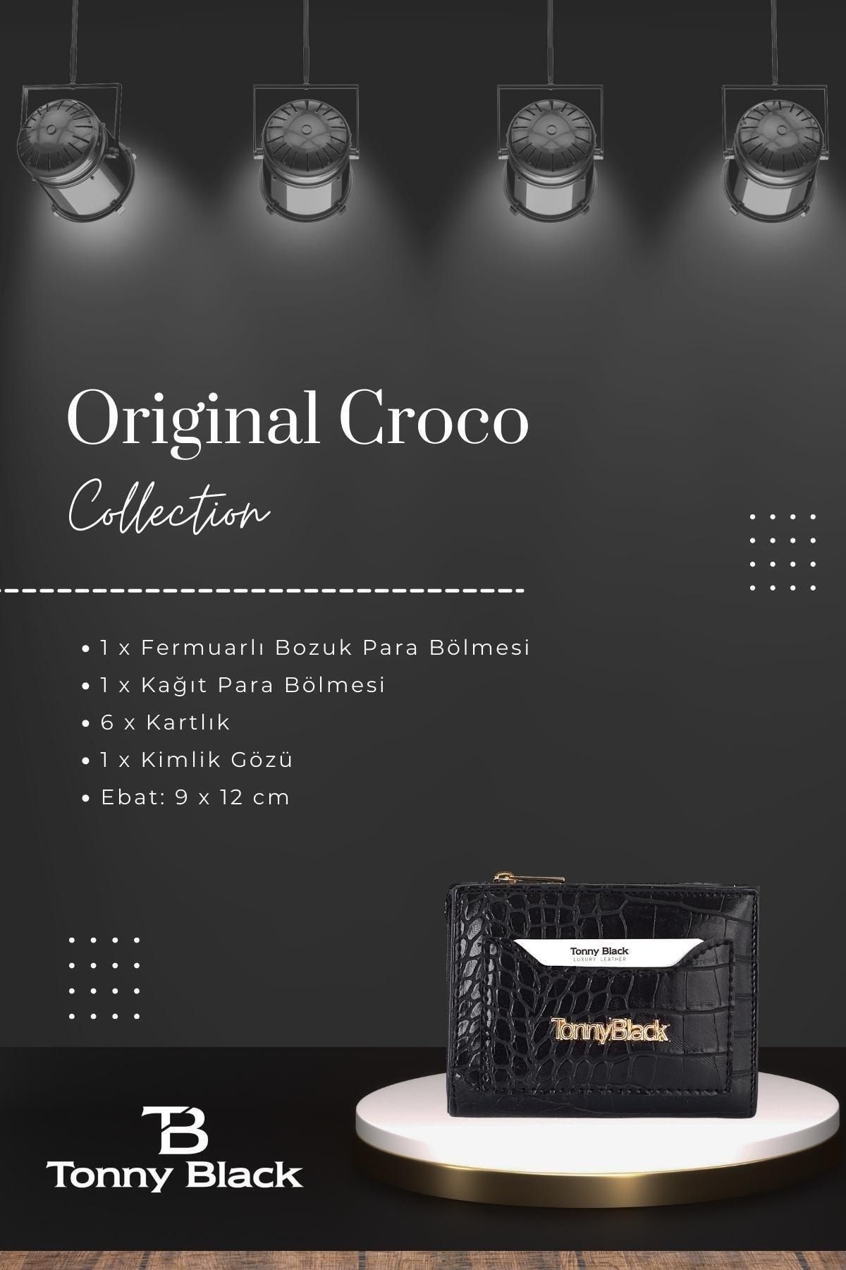 Orijinal Kadın Kartlıklı Kağıt & Bozuk Para Bölmeli Timsah Croco Model Mini Kartlık Cüzdan Lila Mor - Siyah