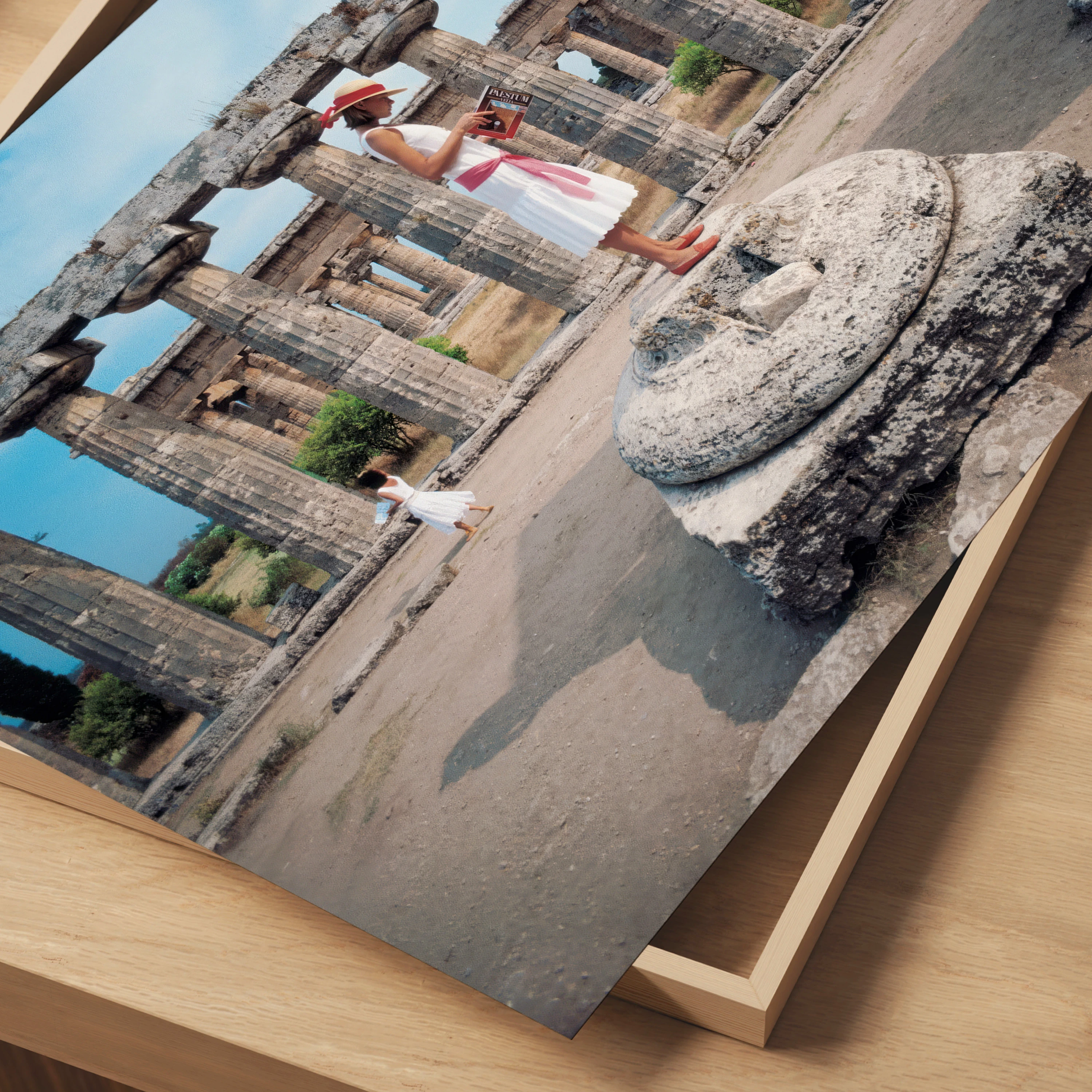 Laura Hawk amid the ruins of Paestum