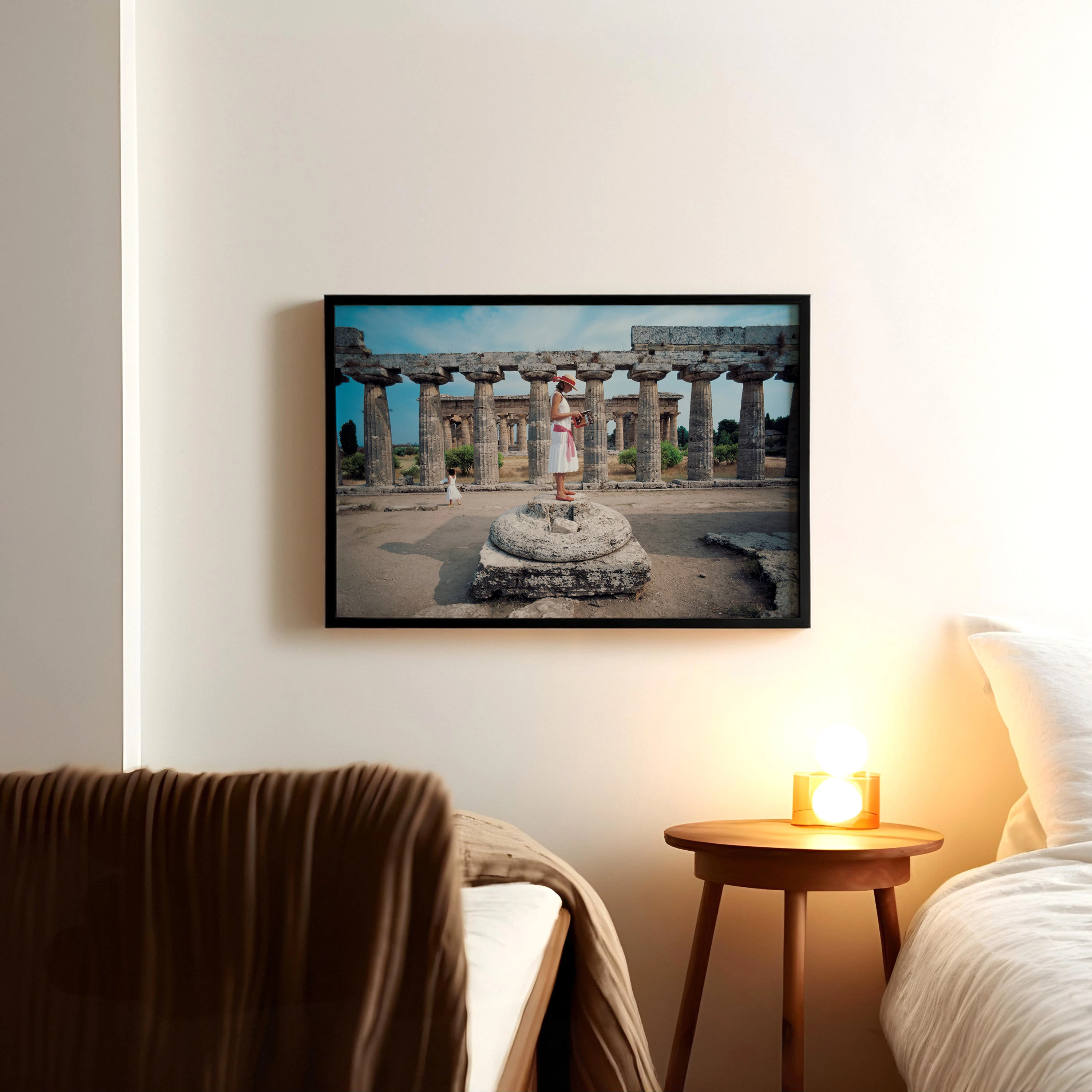 Laura Hawk amid the ruins of Paestum