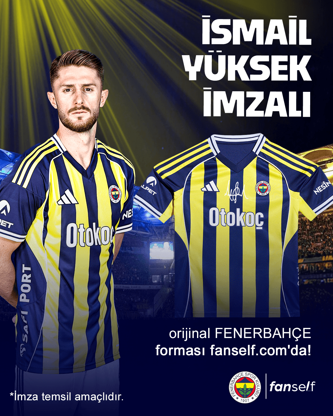 İsmail Yüksek Wet Signed Fenerbahçe Kids Jersey