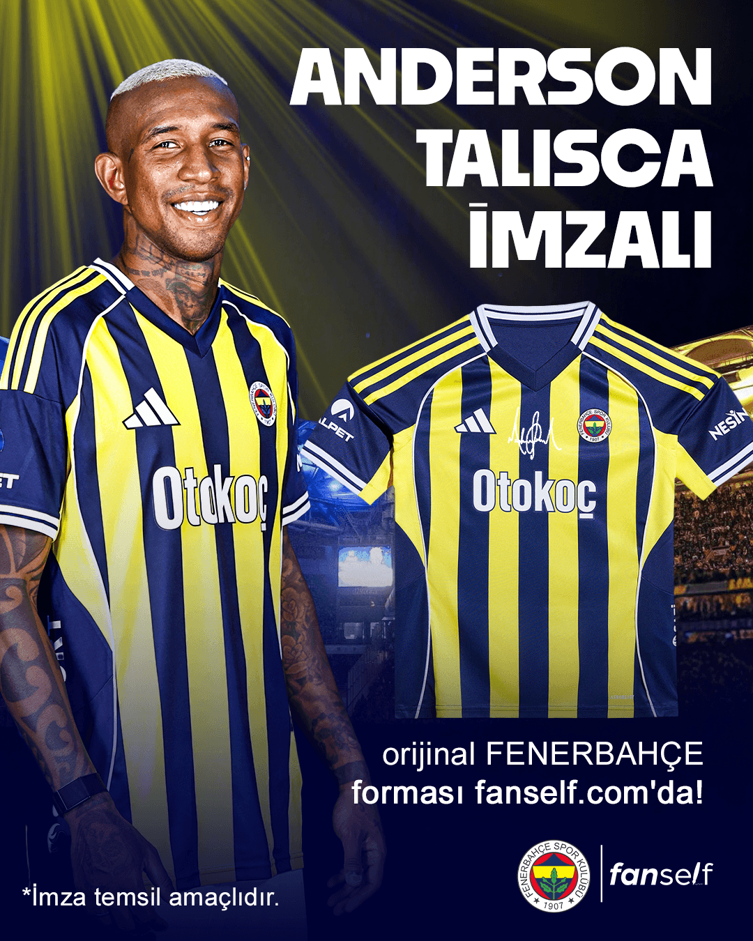 Anderson Talisca Islak İmzalı Fenerbahçe Çocuk Forması