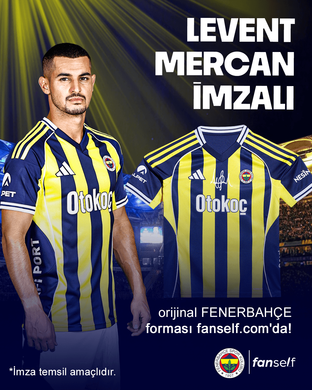 Levent Mercan Islak İmzalı Fenerbahçe Çocuk Forması
