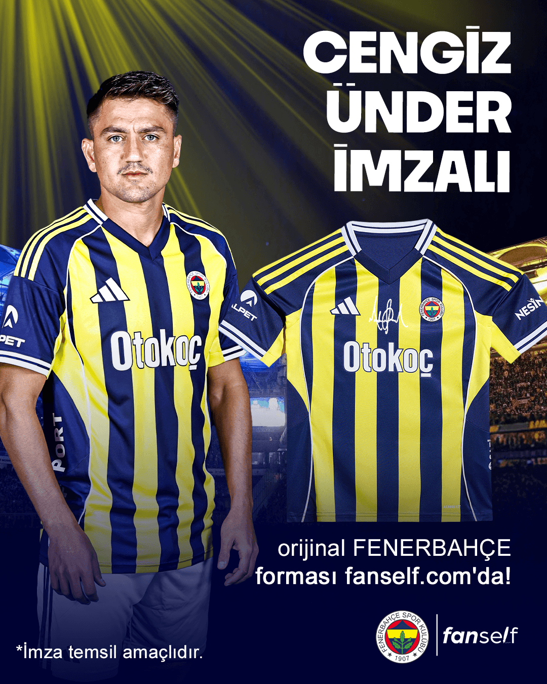 Cengiz Ünder Islak İmzalı Fenerbahçe Çocuk Forması