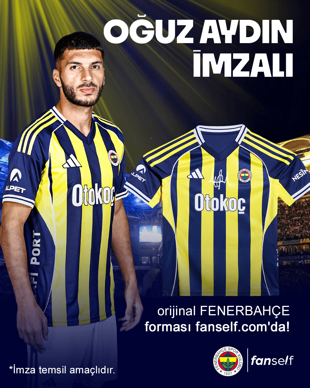 Oğuz Aydın Signed Fenerbahce Jersey