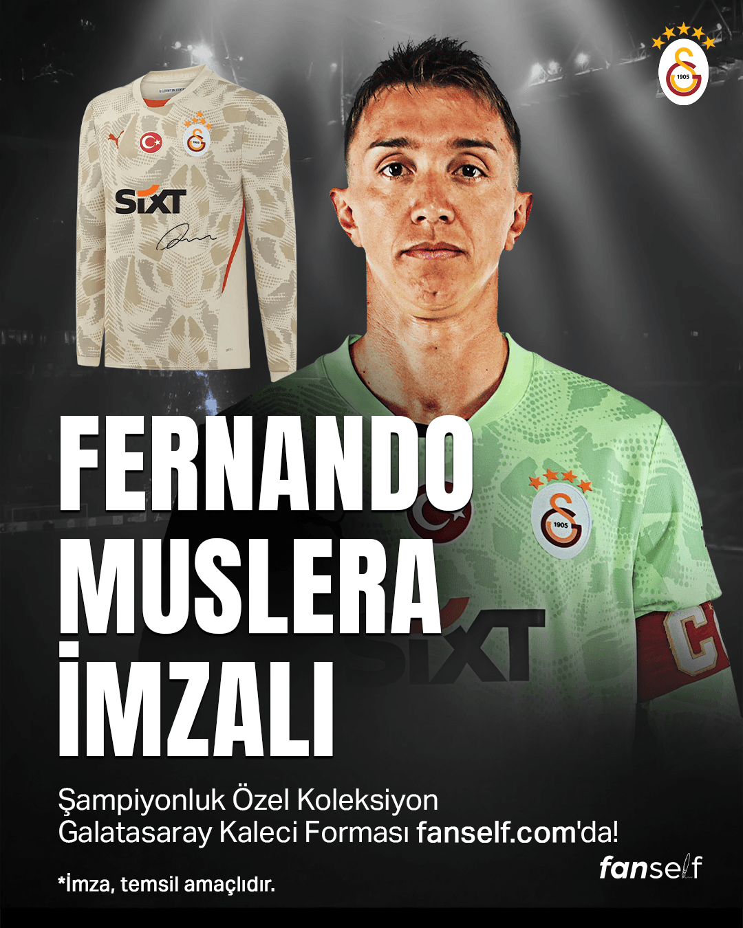Fernando Muslera İmzalı Galatasaray 5 Yıldızlı Kaleci Forması - Sınırlı Sayıdadır 