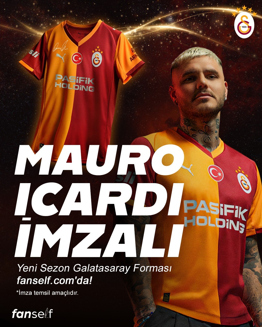 Mauro Icardi İmzalı Galatasaray Çocuk Forması