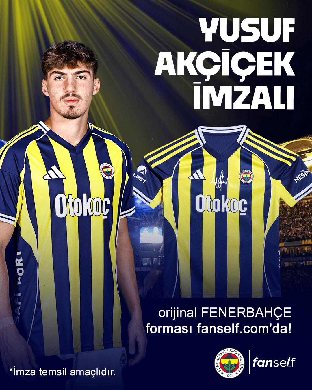 Yusuf Akçiçek Islak İmzalı Fenerbahçe Çocuk Forması