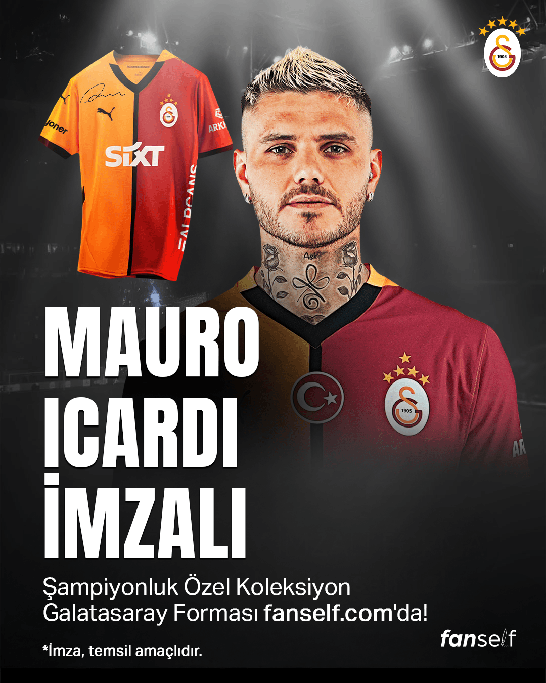 Mauro Icardi Signed Galatasaray 5 Star Jersey - Limited Edition
