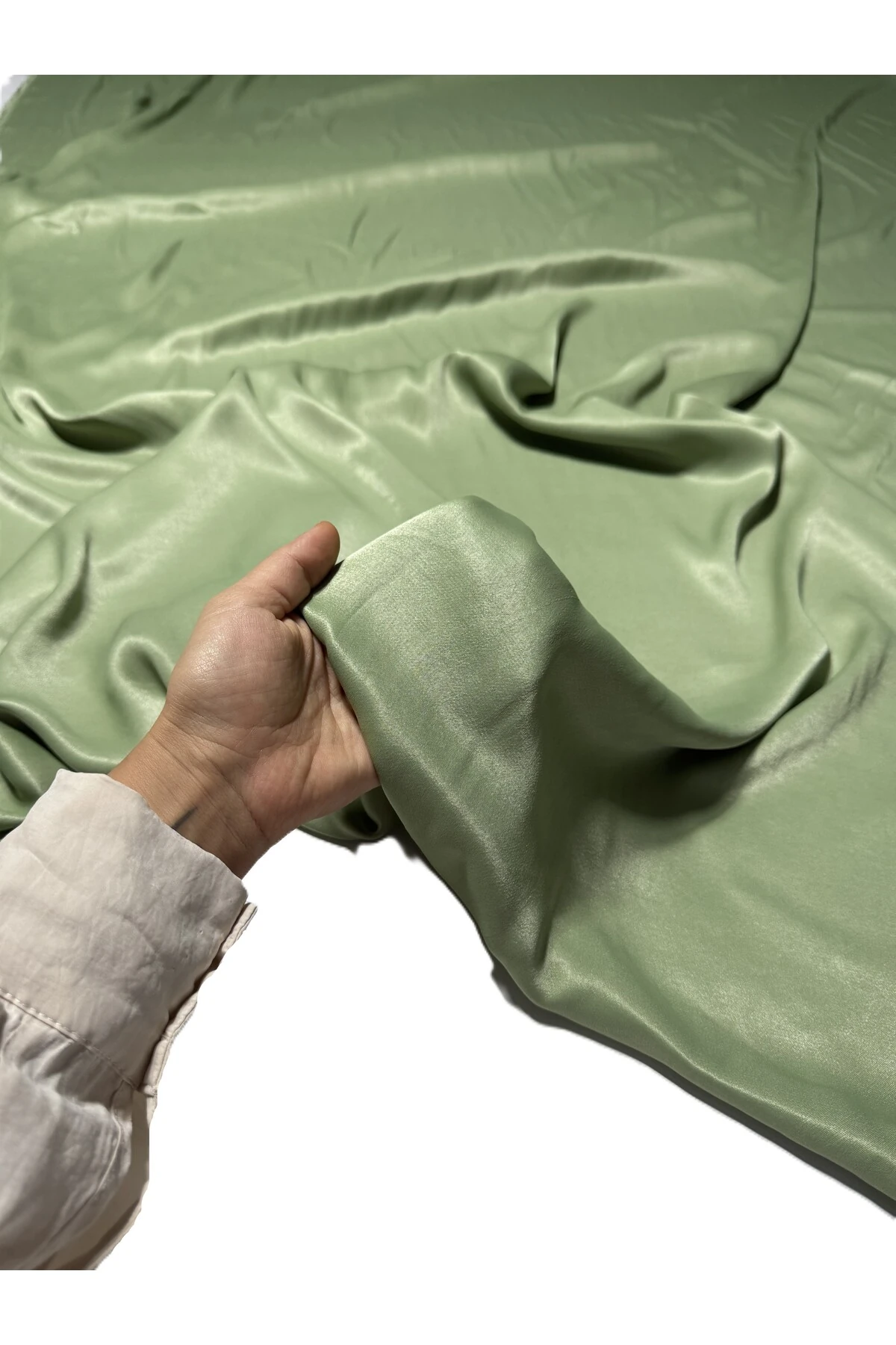 İpek Floş Saten Kumaş Renkli, Çift En, Dökümlü, Parlak, Mevsimlik, Polyestersiz - cağla