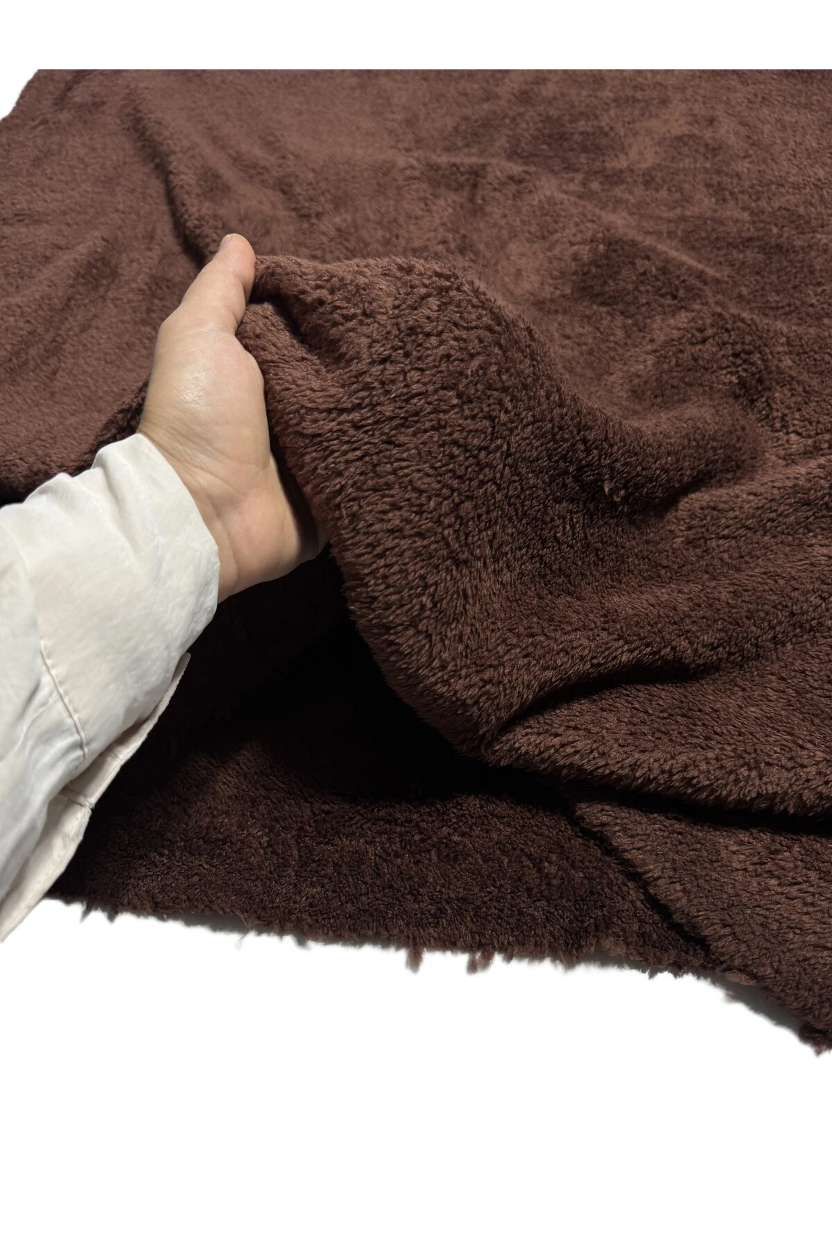 En180 Çiften Çift Yüzlü Welsoft Peluş Kumaş - kahverengi